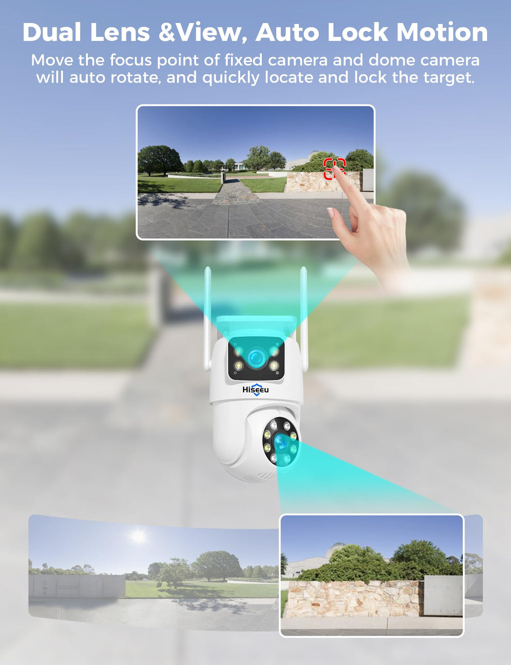 Hiseeu Wireless Security Camera System, 5G/2.4G WiFi,Dual Lens View