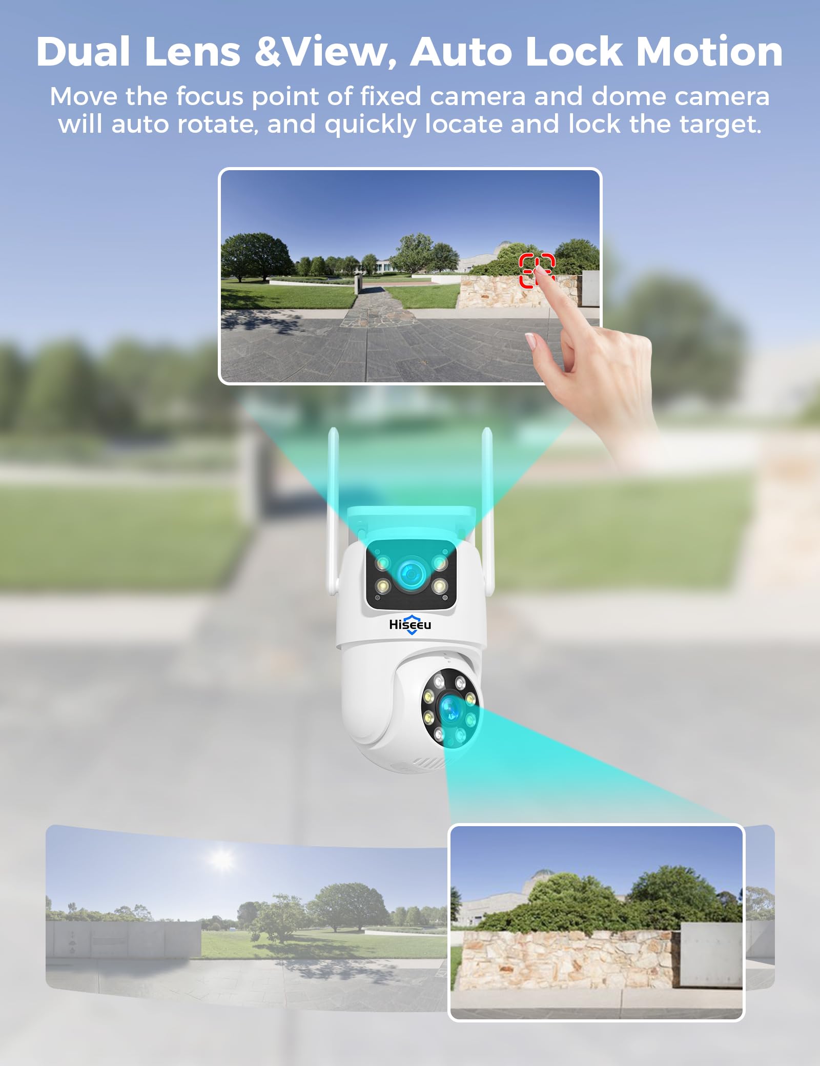 Hiseeu Wireless Security Camera System, 5G/2.4G WiFi,Dual Lens View