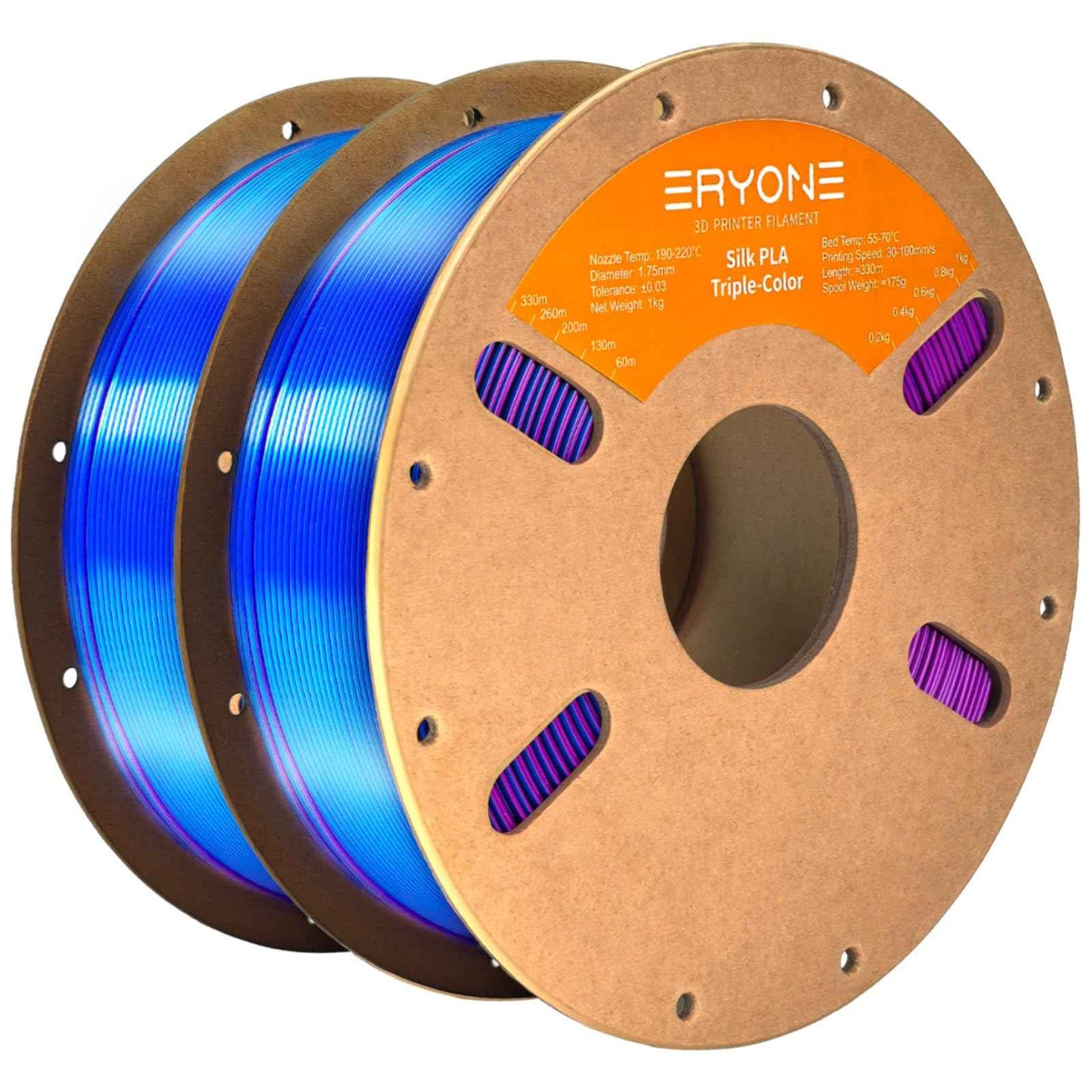 ERYONE Silk Color PLA Filament 3D Printer 1.75mm +/- 0.03mm, Filament PLA Cardboard Spool