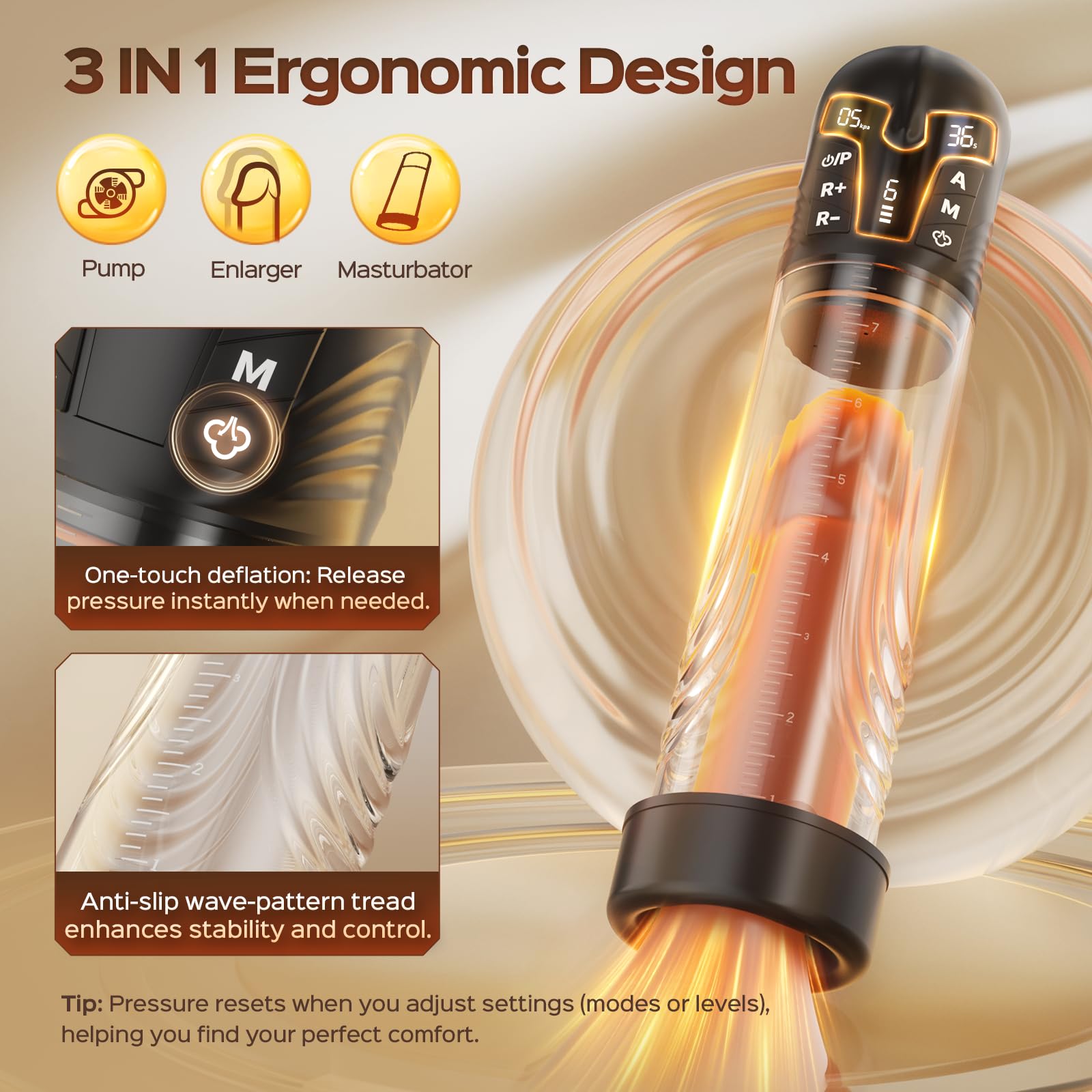 Electric Penis Pump Male Sex Toys, Automatic Penis Enlarger & Extender Pump with 6 Training 3 Suction Modes, Water Vacuum Pump with Cock Rings for Men Erection