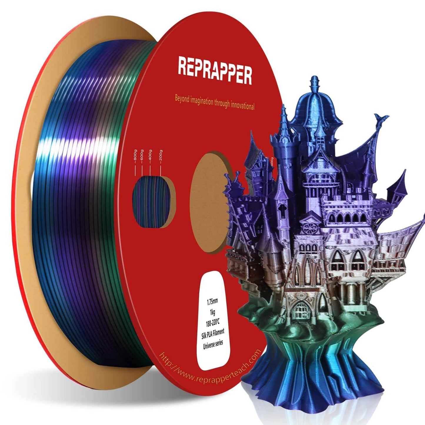 RepRapper PLA Filament Glow Dual PLA Filament 1KG for FDM 3D Printer