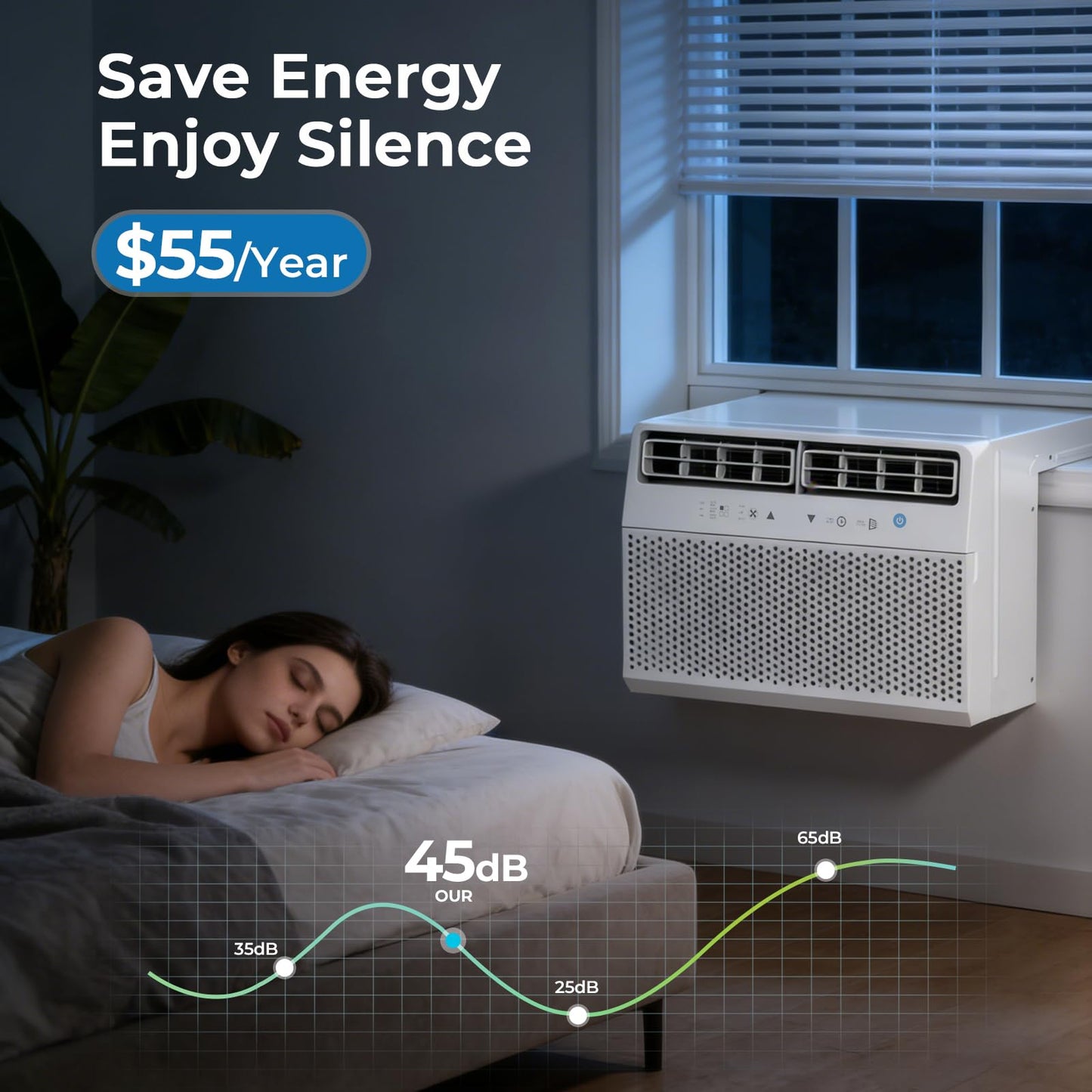 U-Shaped Window Air Conditioner, Window AC Unit for Bedroom/Living Room, Saddle AC Unit with Full Window View, Quiet & Energy Saving, Installation Kit Included