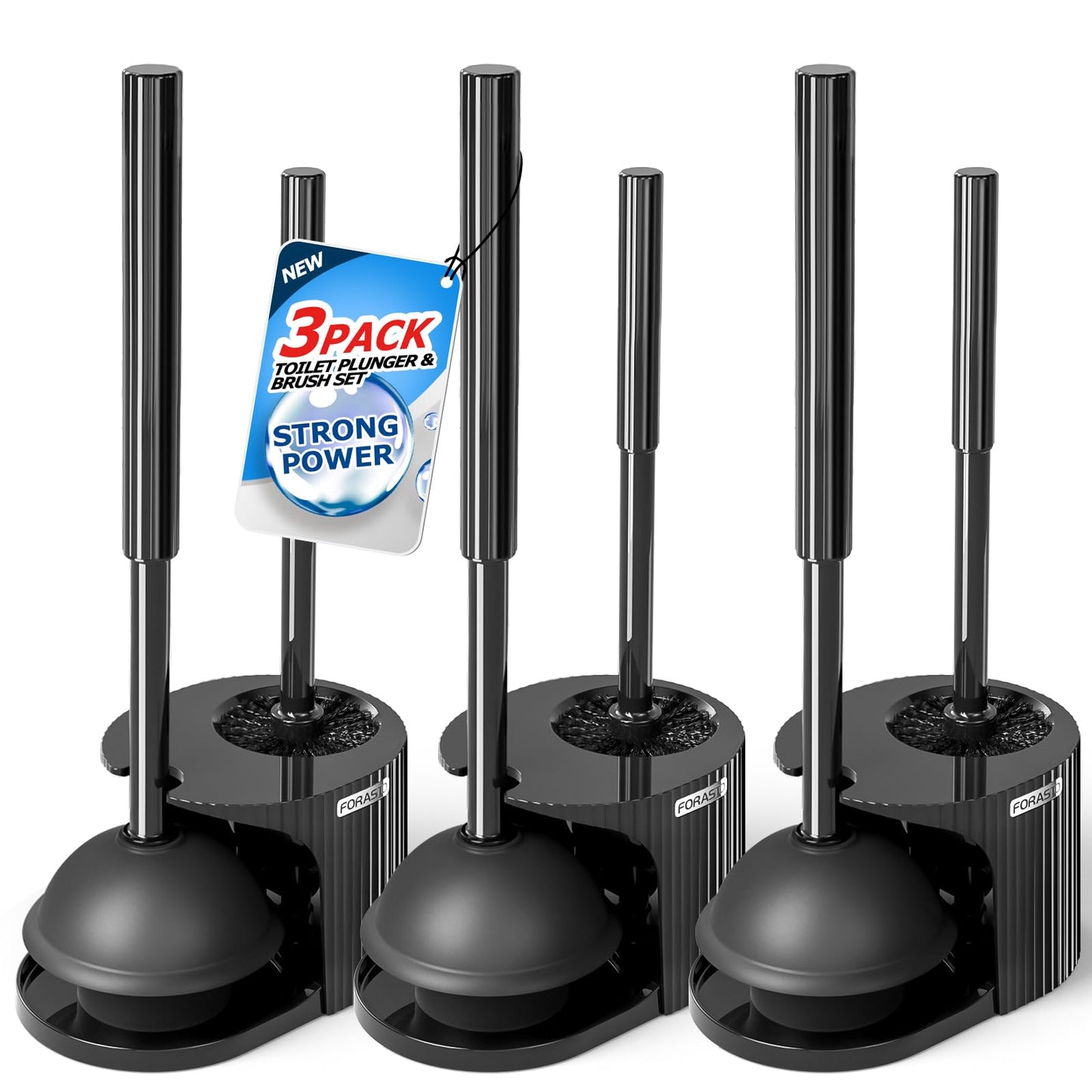 FORASTO Toilet Plunger and Brush Set，Toilet Bowl Brush Plunger Set