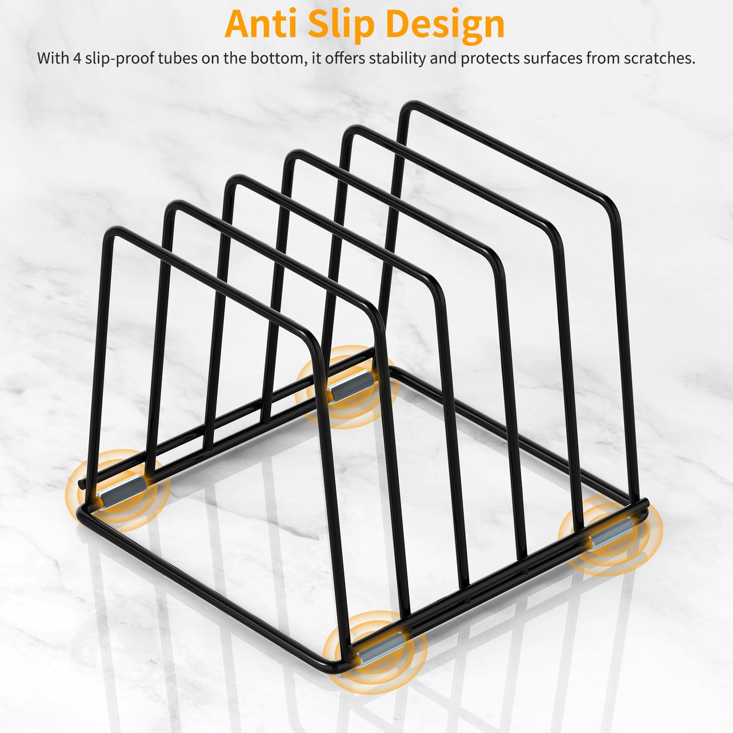 LAEMYFYRE Cutting Board Organizer Kitchen Organizer Rack for Cutting Board, Bakeware, and Cookie Sheet, 5-Slot Heavy-Duty Steel Cookware Holder,Rust-Resistant with Anti-Slip Feet
