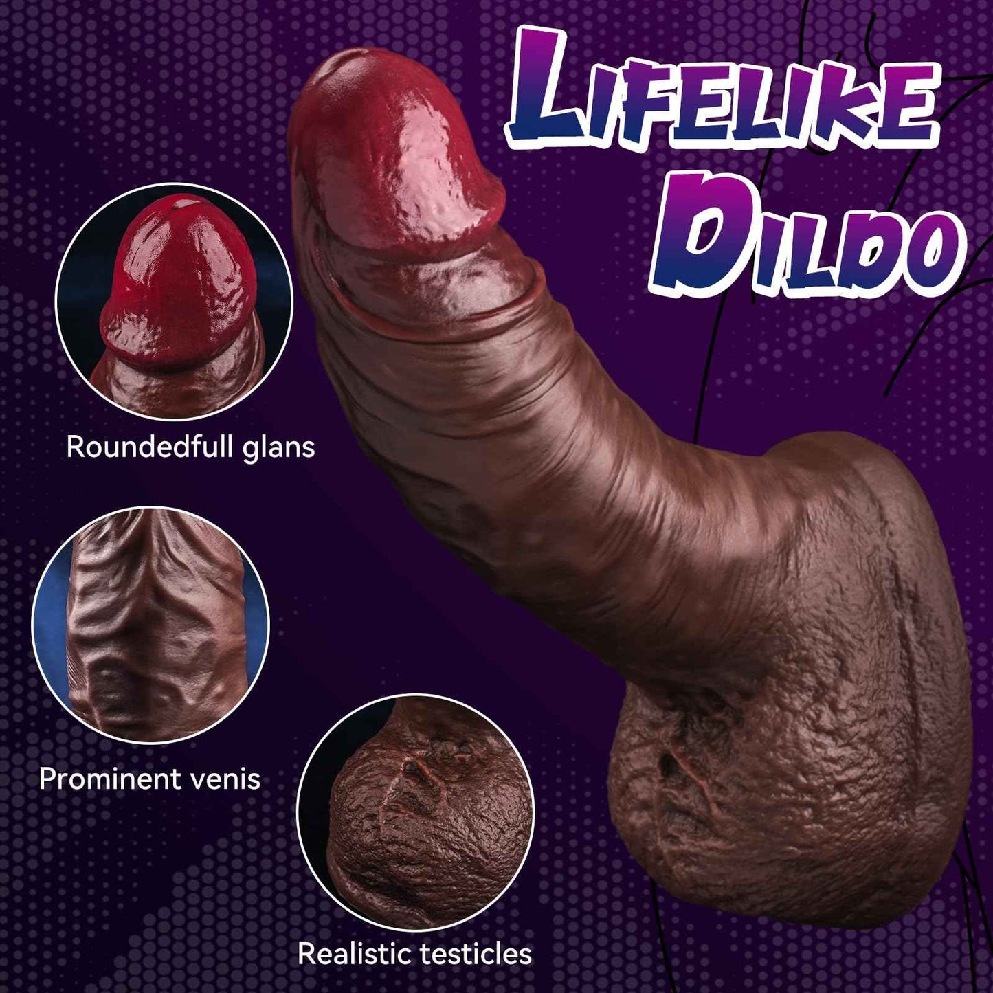 Realistic Silicone Dildo Hands-Free Play for Beginners,Couple,