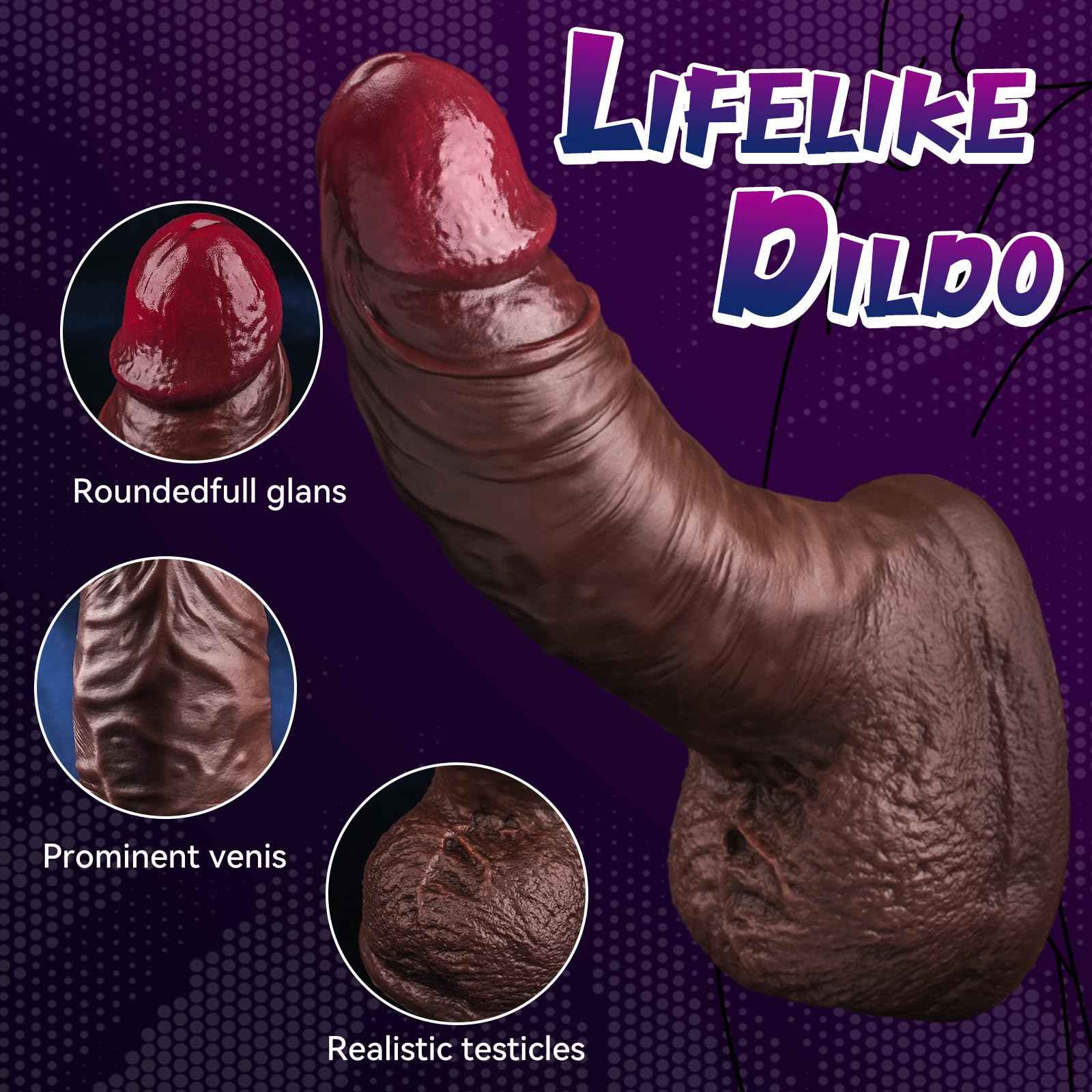 Realistic Silicone Dildo Hands-Free Play for Beginners,Couple,