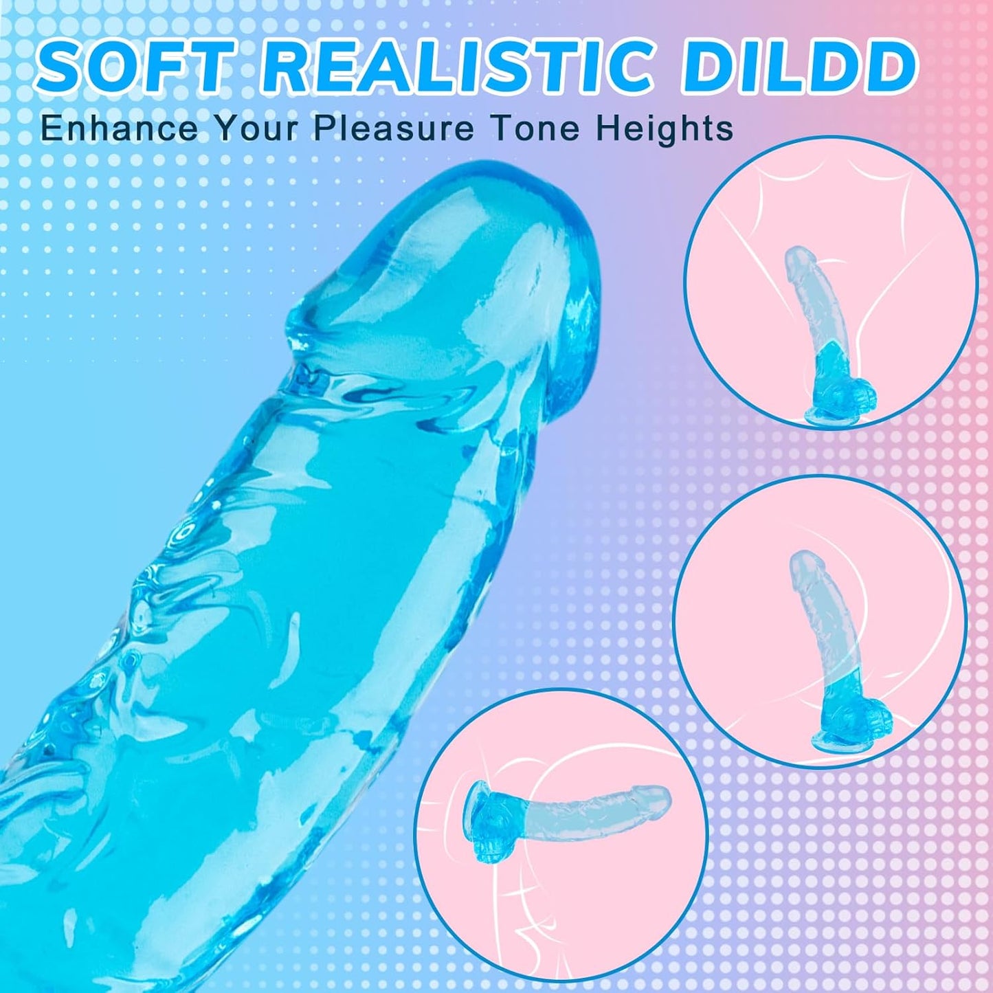 PlikBlik Realistic Dildo Suction Cup 7 Inch Blue
