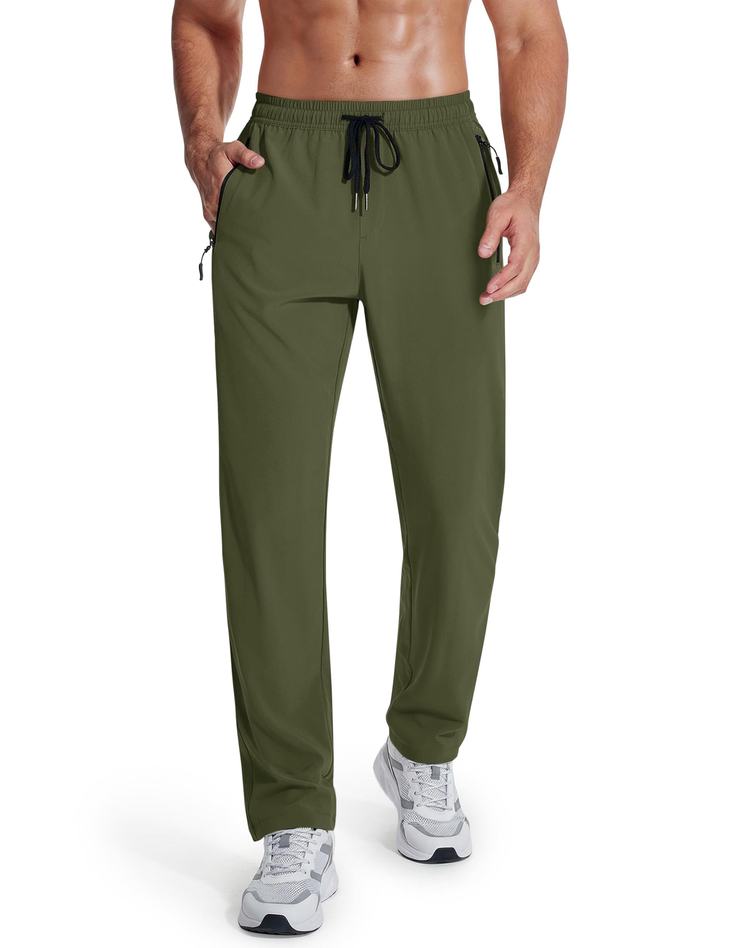 MAGCOMSEN Mens Hiking Pants Lightweight Quick Dry Workout Athletic Jogger with Zipper Pockets Golf Running Gym