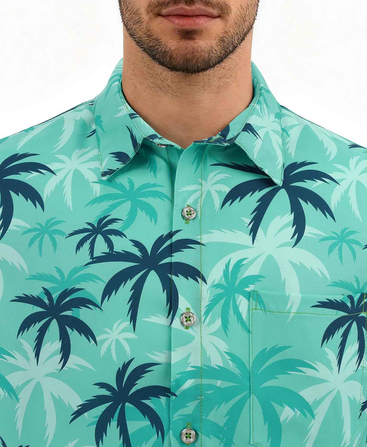 KYKU Mens Hawaiian Shirts Short Sleeve Button Down Summer Vacation Beach Shirts, Pleated Back, with Pocket