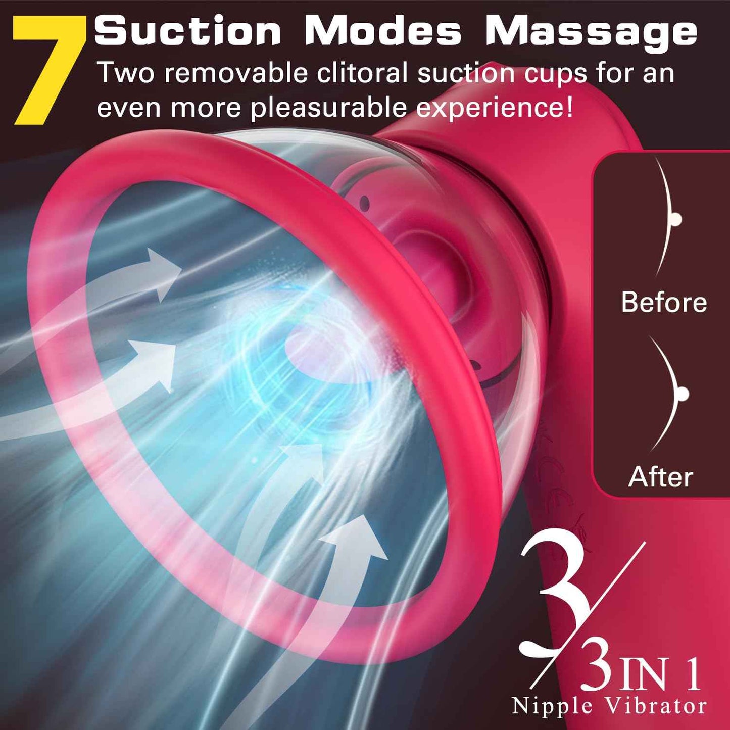 Pussy Pump Sex Toys - 3 in 1 Suction/Licking/Vibration Female Nipple Pussy Sucker Automatic Vacuum Vagina Pump, Women Sex Toys - Pumps & Enlargers for Women Sexual Enhancers Clit Nipple Stimulation