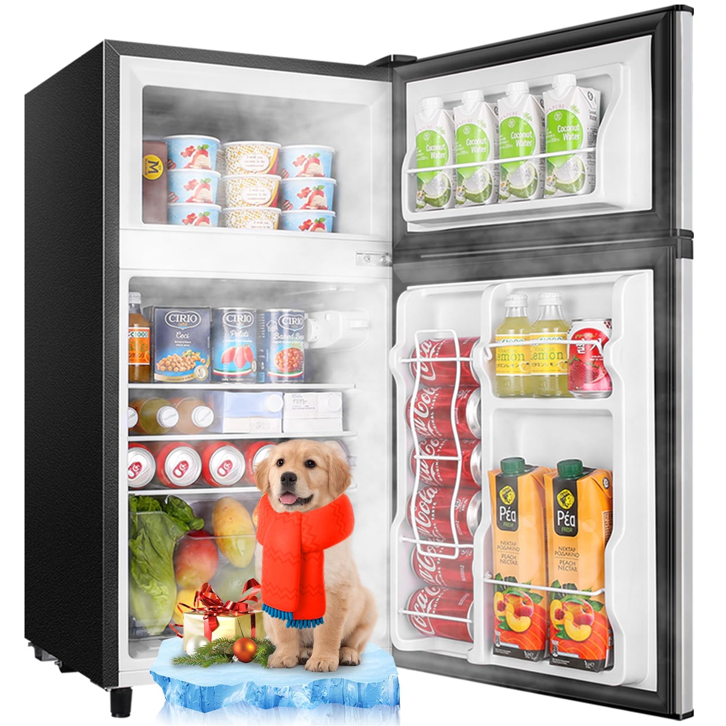 WANAI 3.5 Cu.Ft Mini Fridge With Freezer Compact Refrigerator with Freezer,7 Level Adjustable Thermostat Removable Shelves Small Refrigerator for Office Dorm Apartment