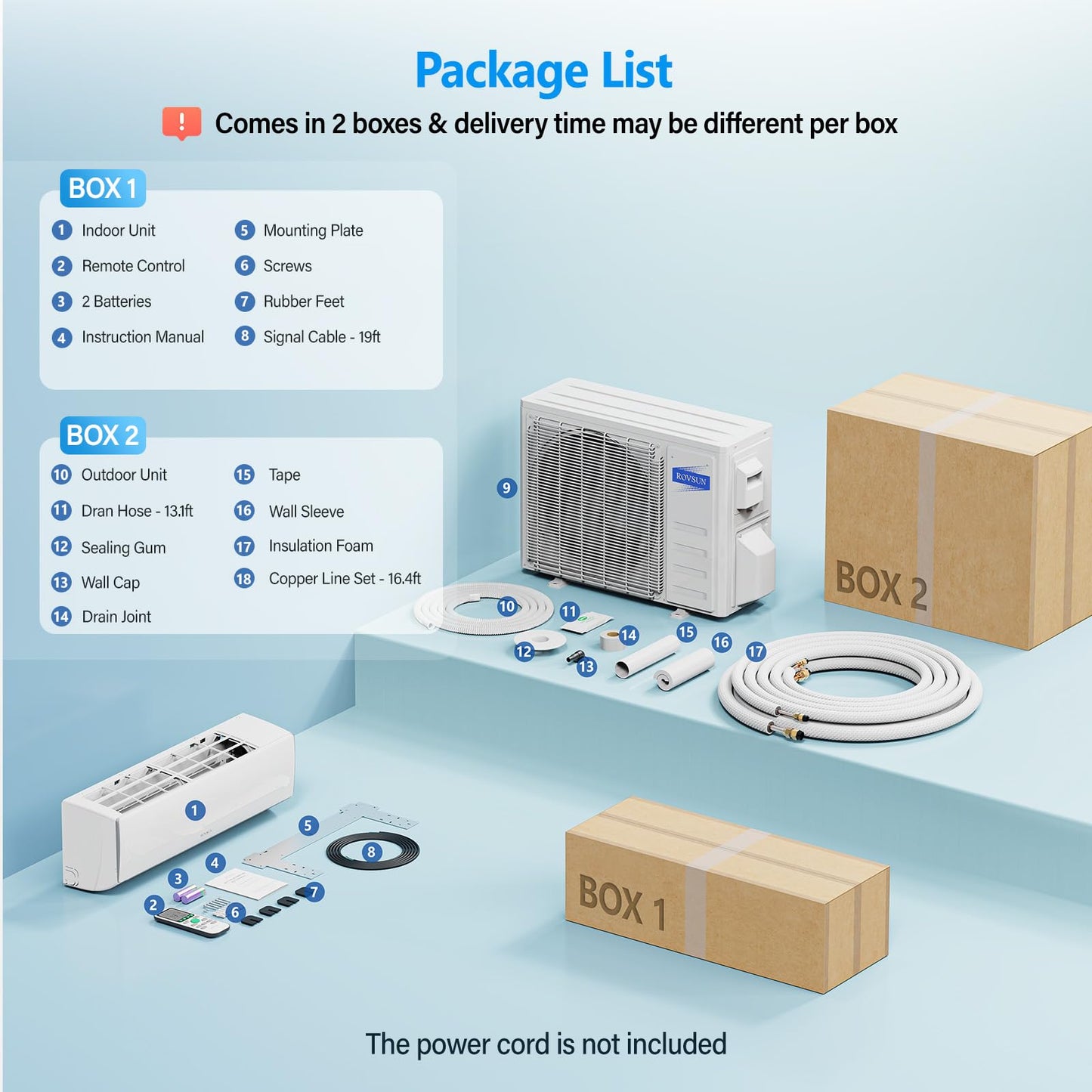 ROVSUN 11500 BTU-17000BTU Mini Split AC/Heating System with Inverter, 17 SEER2 Ductless Split-System Air Conditioner with Pre-Charged Condenser, Heat Pump & Installation Kit