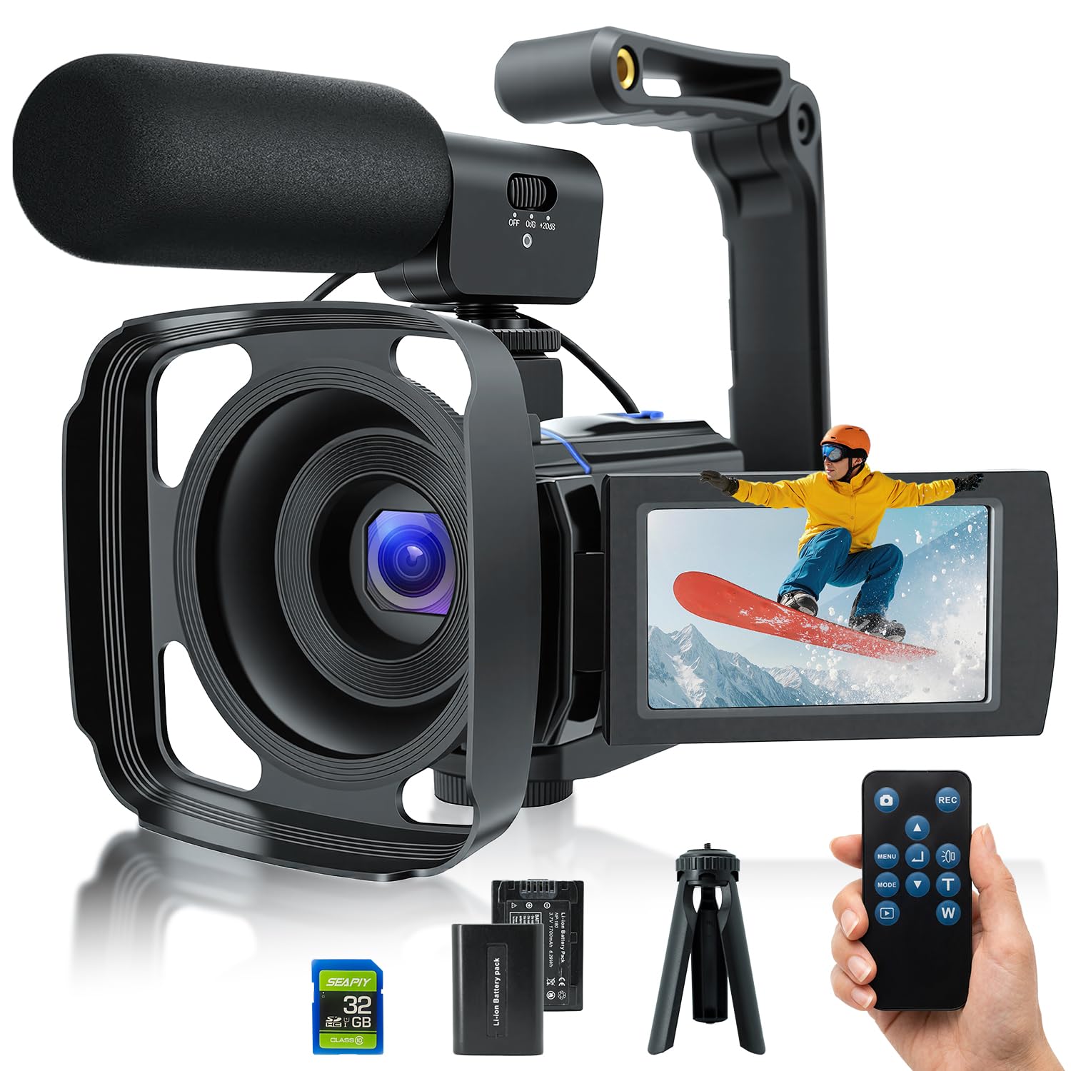 TryTalk 5K Video Camera Camcorder UHD 64MP Vlogging Camera for YouTube with 3.0” 270° Rotatable Touchscreen, 16X Zoom Video Recorder with IR Night Vision/External Microphone