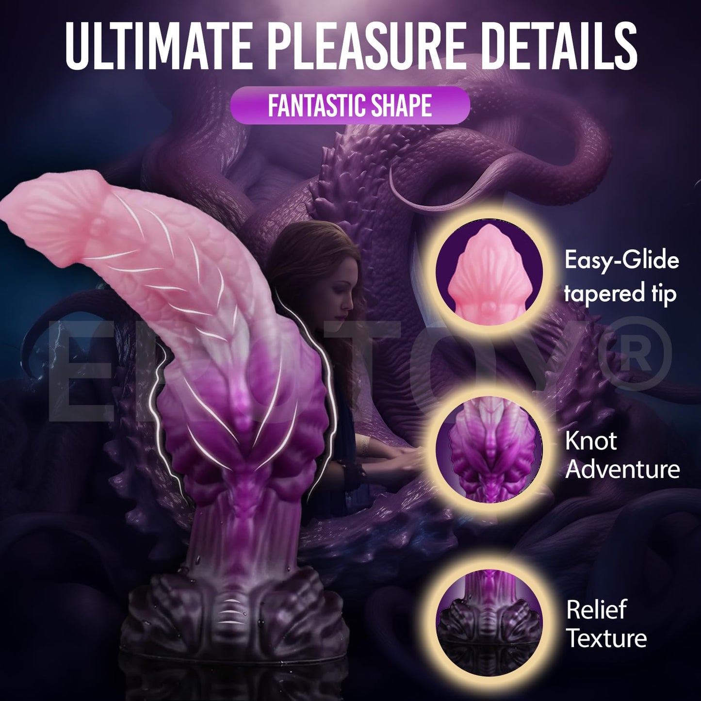 Fantasy Monster Dildo with Balls U & G-spot Dragon Dildo with Suction Cup, Long Anal Plug Adult Sex Toys & Games for Women Men Couples