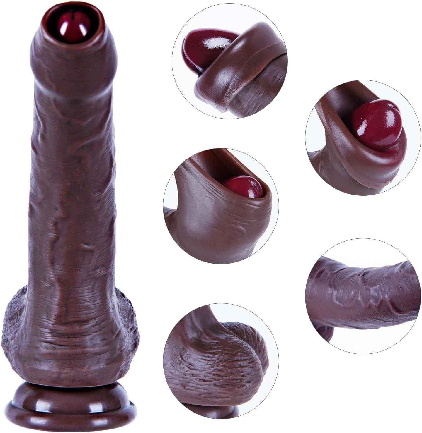 Umania Realistic Silicone Dildo Movable Foreskin Black 8in