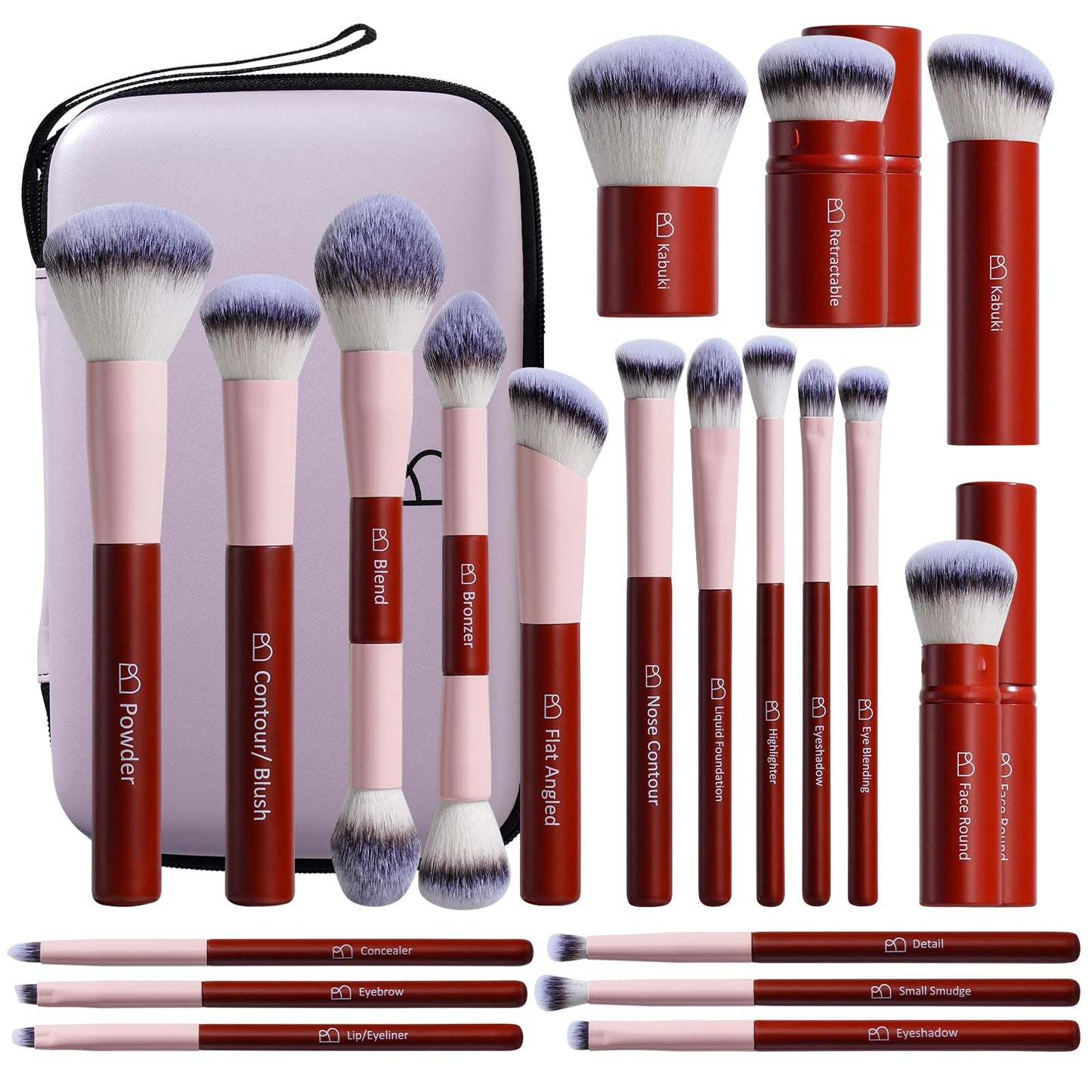 BS-MALL Makeup Brushes Kit – Professional Makeup Tools with Travel Case, Includes Foundation, Powder, Concealer, Lip & Eyeshadow Brushes for Daily Use & Versatile Occasions