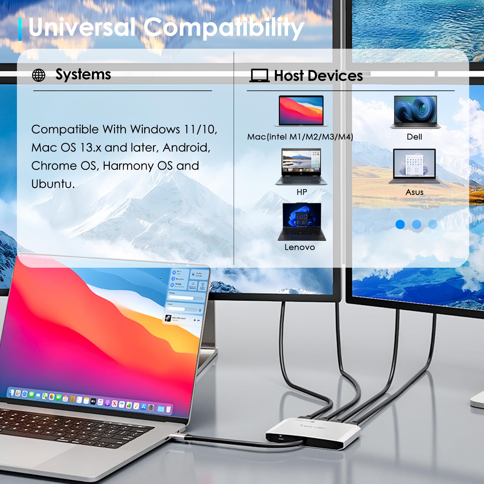 4 Monitor Docking Station, WAVLINK Quad Monitors Adapter for M1/M2/M3/M4/Macbook Neo macOS, 140W PD in, 4 HDMI, Quad 4K Output, SMI Driver & Host USB3.2 Gen 2 Required