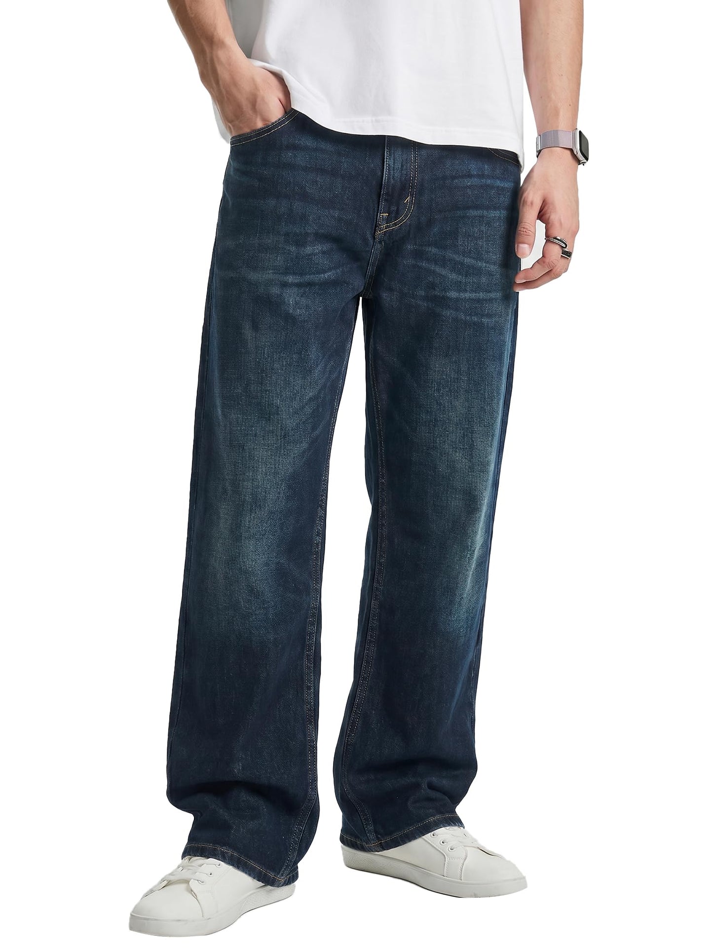 JMIERR Mens Baggy Jeans Stretch Casual Loose Fit Jeans Streetwear Denim Pants