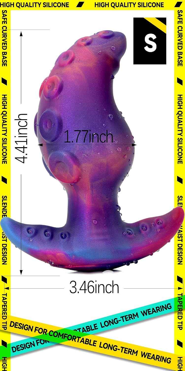 Anal Plug for Comfortable Long-Term Wear Silicone Monster Tentacle Butt Plug Dilator with Curved Base Slender Waist 4.41 x 1.77 Inch Prostate Sex Toy for Men Women Masturbation