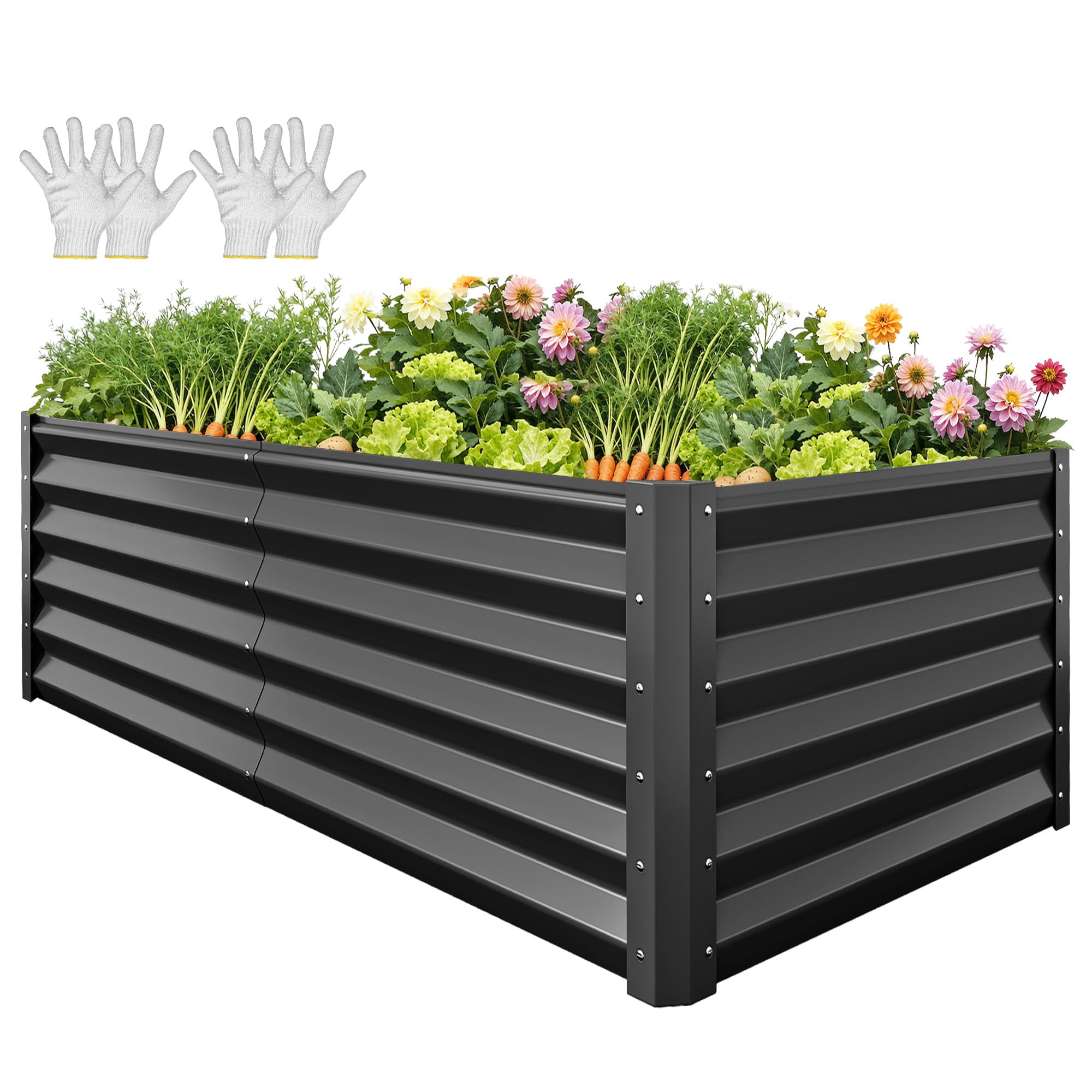 YITAHOME Raised Garden Bed Kit with Gloves, Ground Nails, Support Rod-1