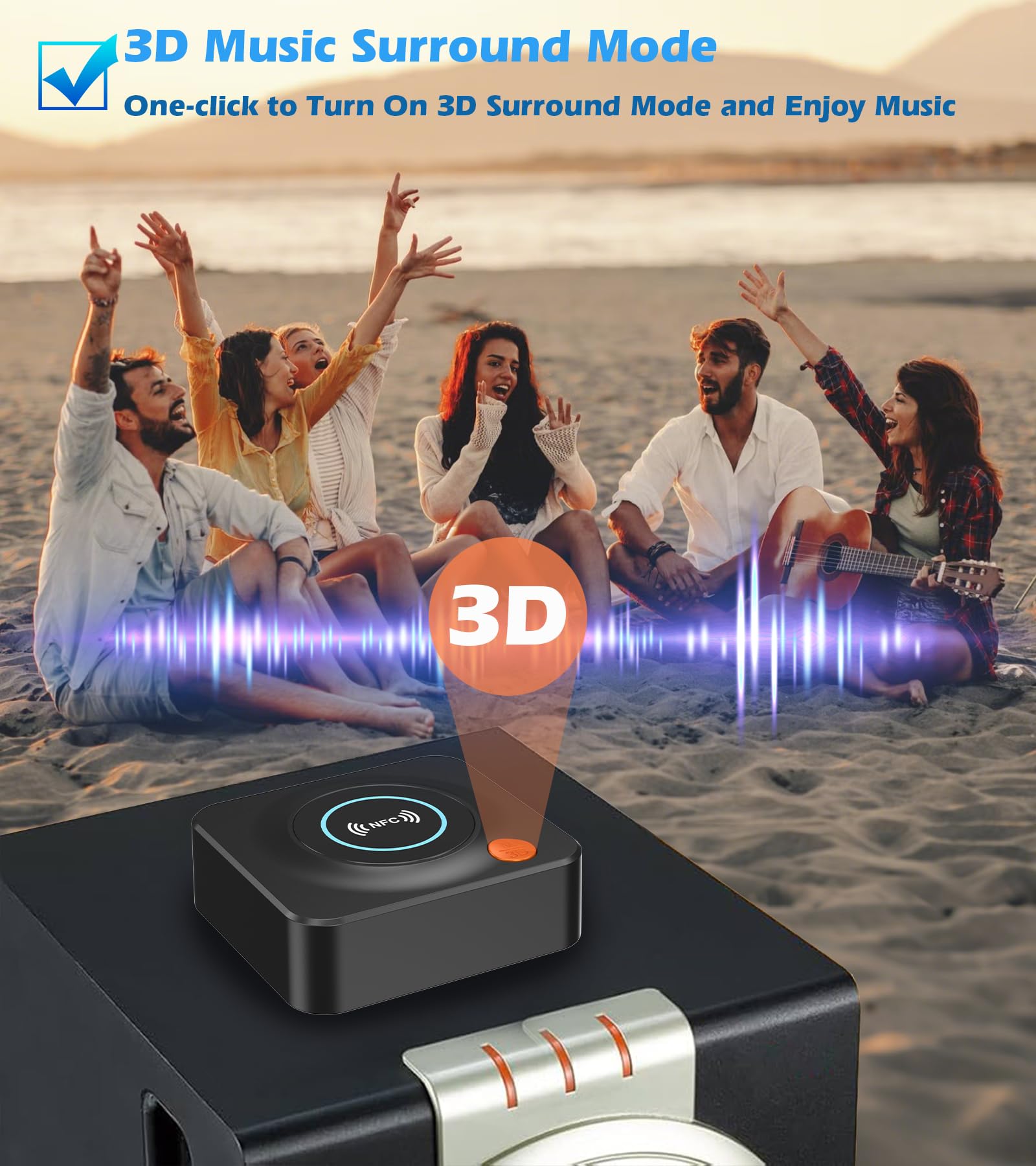 Bluetooth Receiver for Home Stereo, AUX RCA to Bluetooth Adapter for Old Speakers, NFC Wireless Audio Receiver for Music Streaming Sound System, KAIY Convert Wired Speakers to Wireless