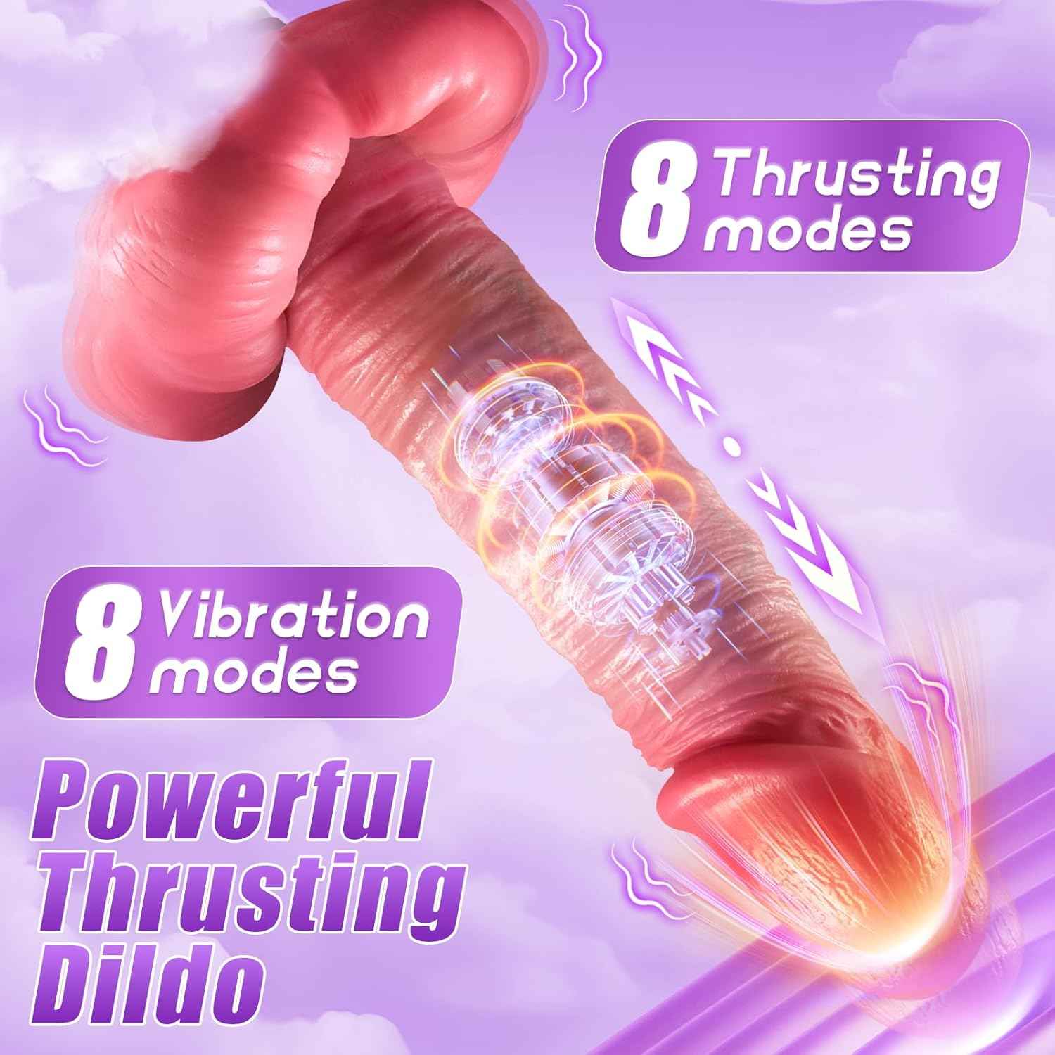QEQWGT Thrusting G-Spot Dildo Vibrator Heating Swing Modes Remote Control