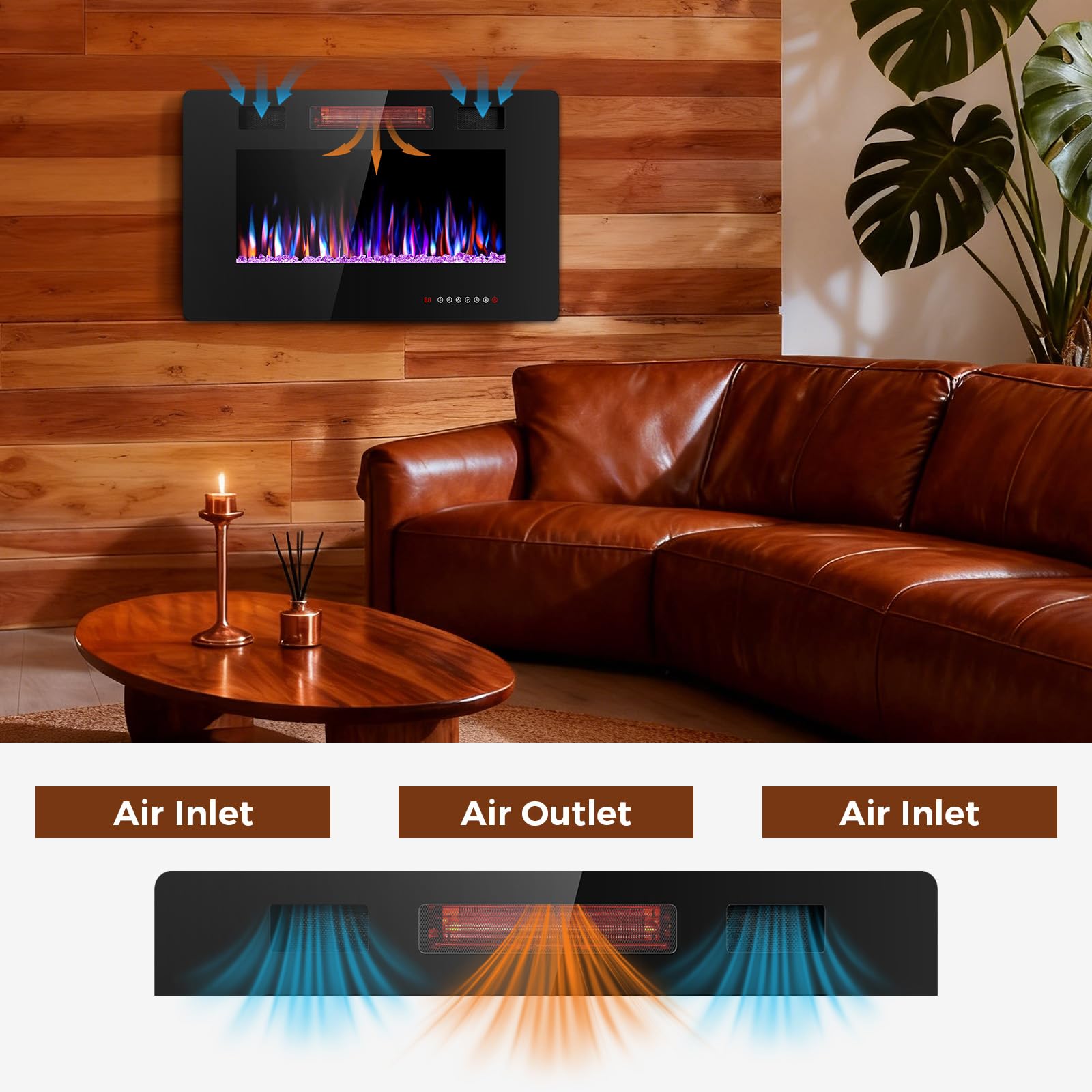 Electactic Electric Fireplace, Recessed and Wall Mounted