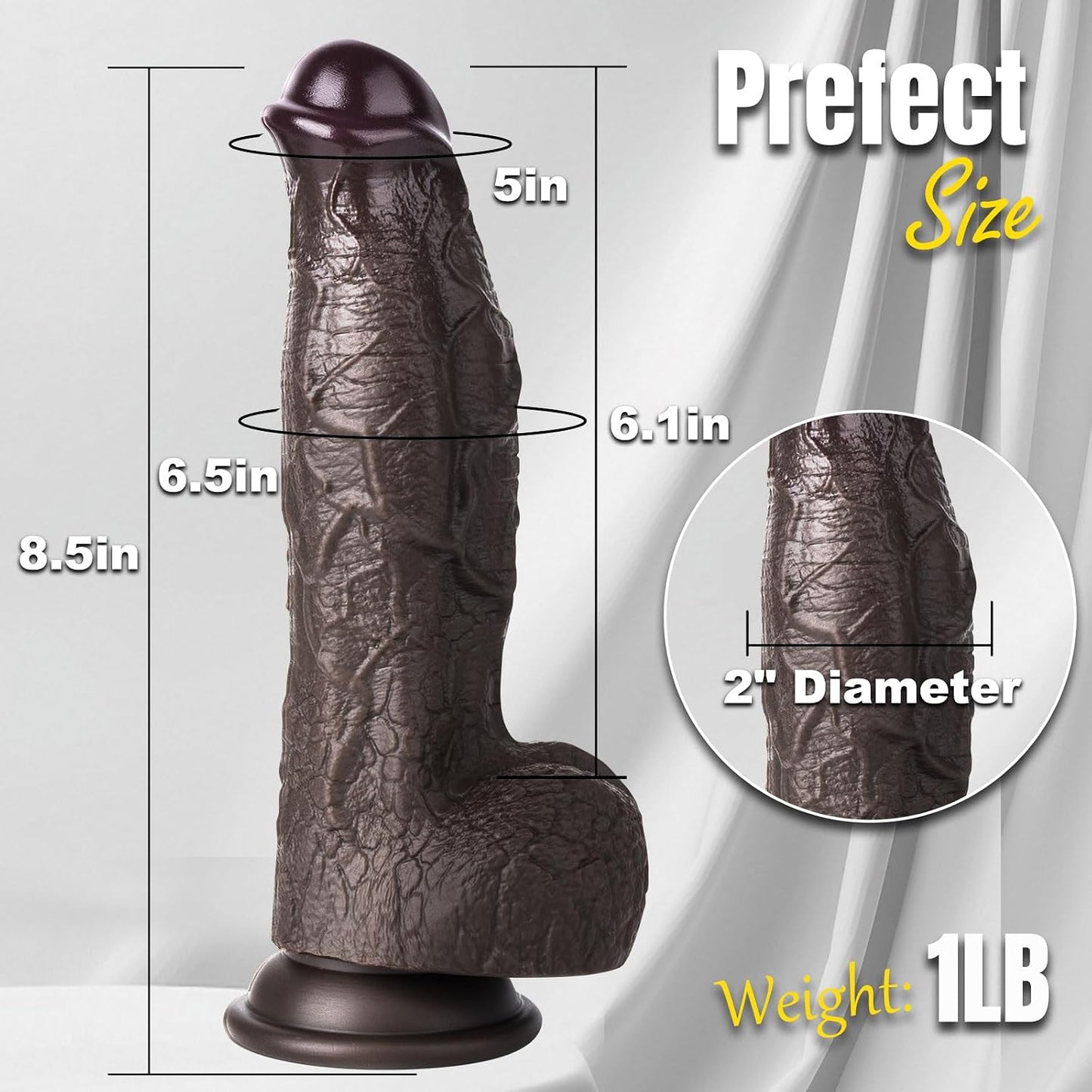 CHANGHANG Realistic Curved Dildo Suction Cup 8.5 Inch Black