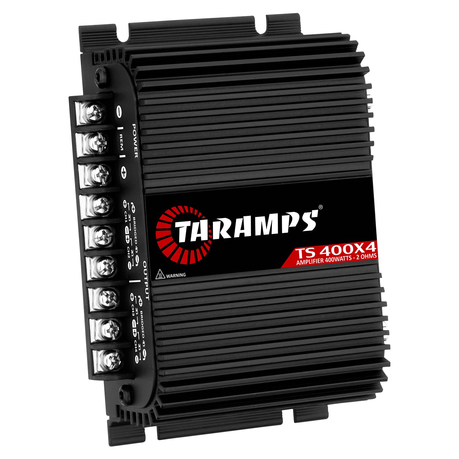 Taramps TS 400x4 2 Ohms Black Multichannel Stereo Amplifier 400 Watts Rms, 4 Channels, Full Range, Car Audio Digital 2 Bridged Channel, Crossover High/Low Pass, with RCA and Automatic High Level Input