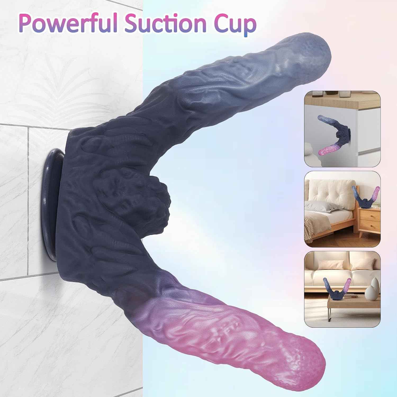 Realistic Double-Ended Dildo - 8'' Silicone Soft Dildo with a Powerful Suction Cup, Suitable for Vaginal and Anal Stimulation, Double-Ended Fantasy Dildos, Sex Toy for Men, Women and Lesbians