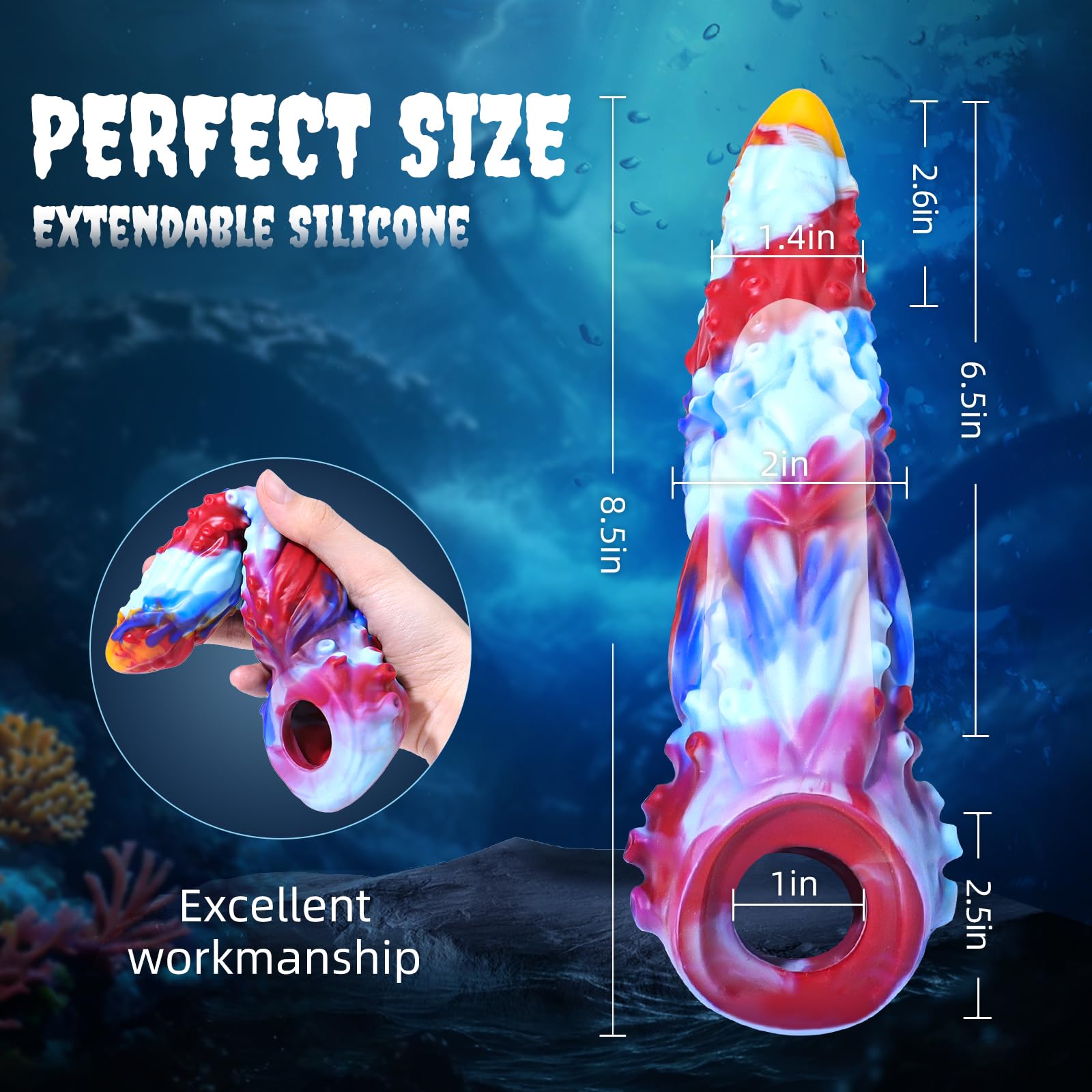 Reusable Clear Penis Sleeve Extender Realistic Textured Cock Extender Body-Safe Stretchy Ultra-Soft Material Cock Enlarger Applicative for Men & Couple