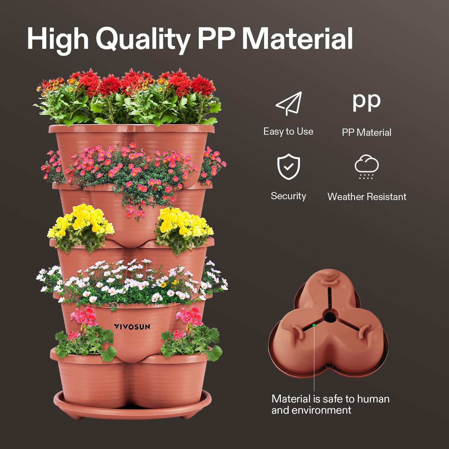 VIVOSUN 5 Tier Vertical Gardening Stackable Planter