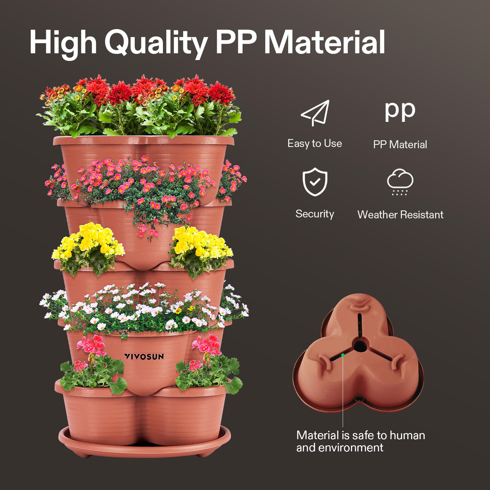 VIVOSUN 5 Tier Vertical Gardening Stackable Planter