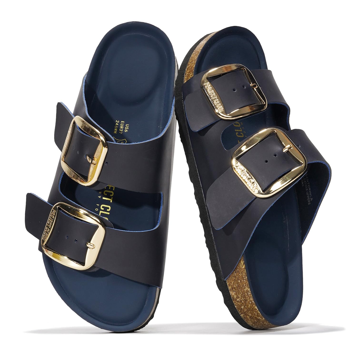Project Cloud 100% Genuine Leather Flat Sandals for Women 2026 Comfortable Beach Essentials Womens Sandals Memory Foam Vacation Essentials Slides for Women Footwear (Santorini)