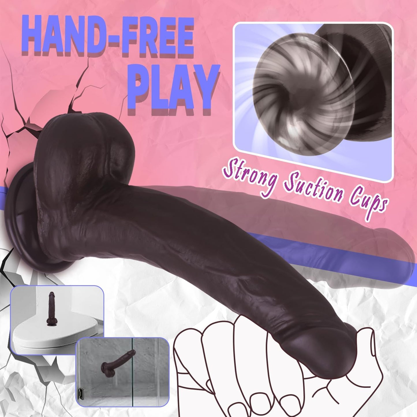 YAIORD 8 Inch Realistic Dildo Flexible Suction Cup Toy