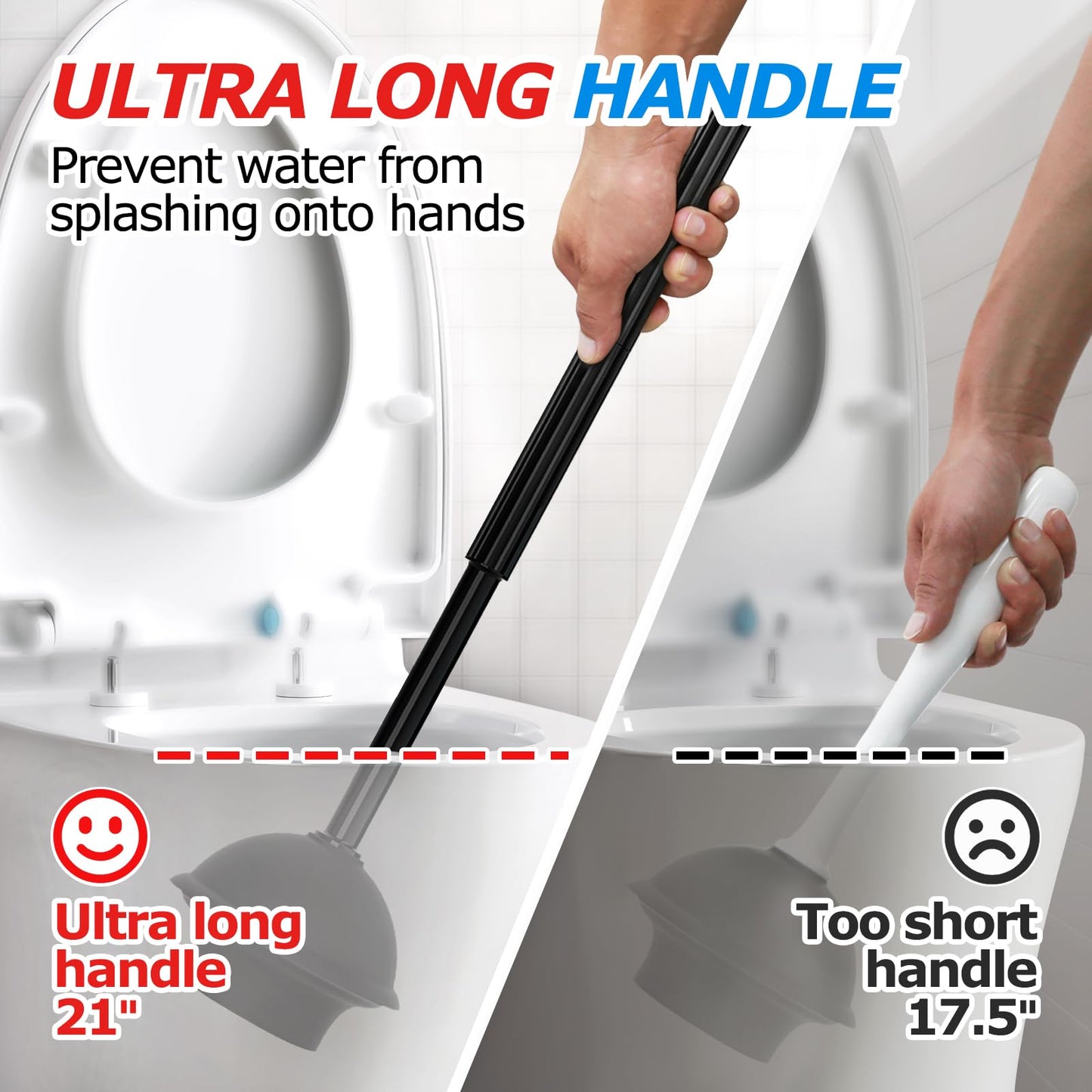 FORASTO Toilet Plunger and Brush Set，Toilet Bowl Brush Plunger Set