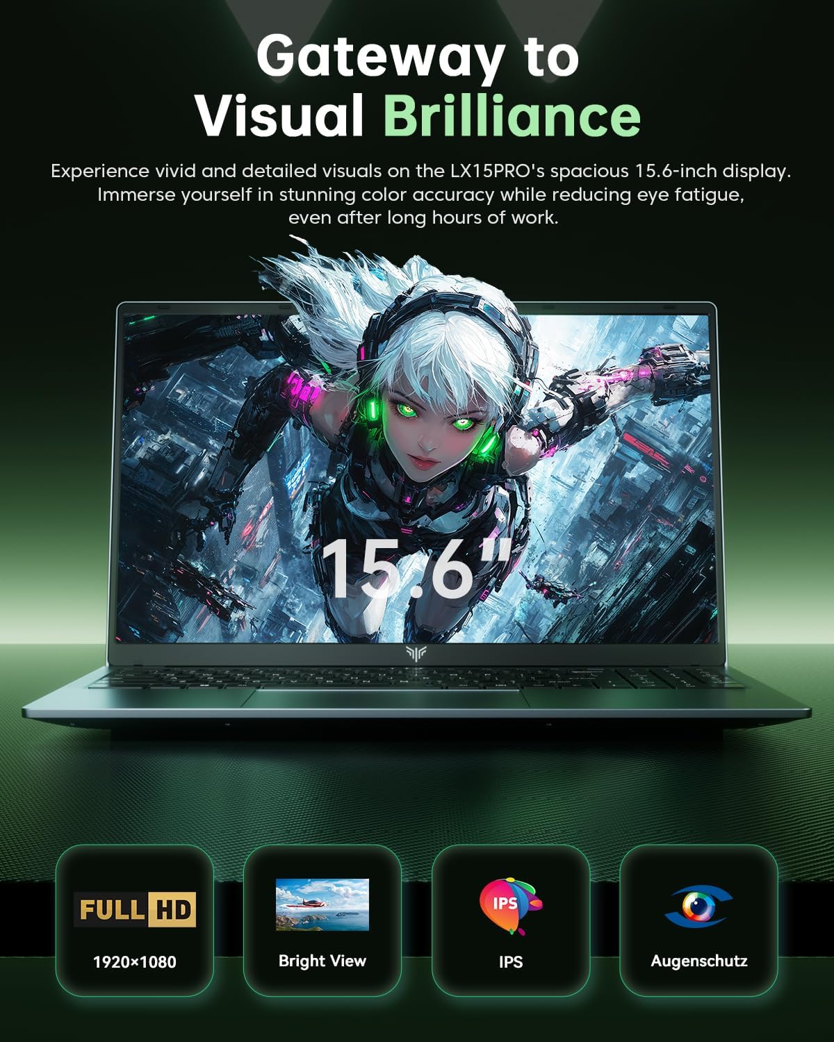 KAIGERR LX15PRO 15.6in Laptop AMD Ryzen 7 5700U 16GB RAM