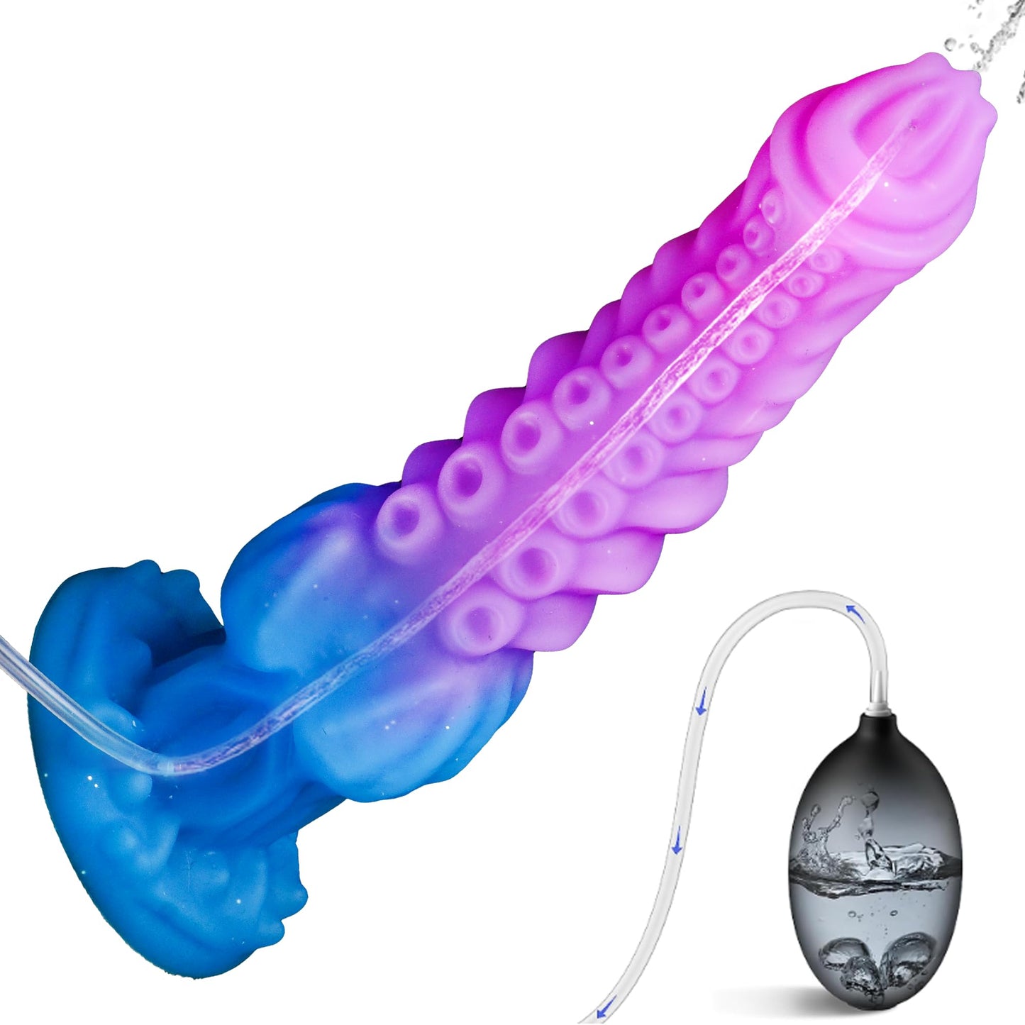Tentacle Squirting Dildo with Big Knot, Monster Fantasy Dildo with Strong Suction Cup, Huge Anal Thick Dildo