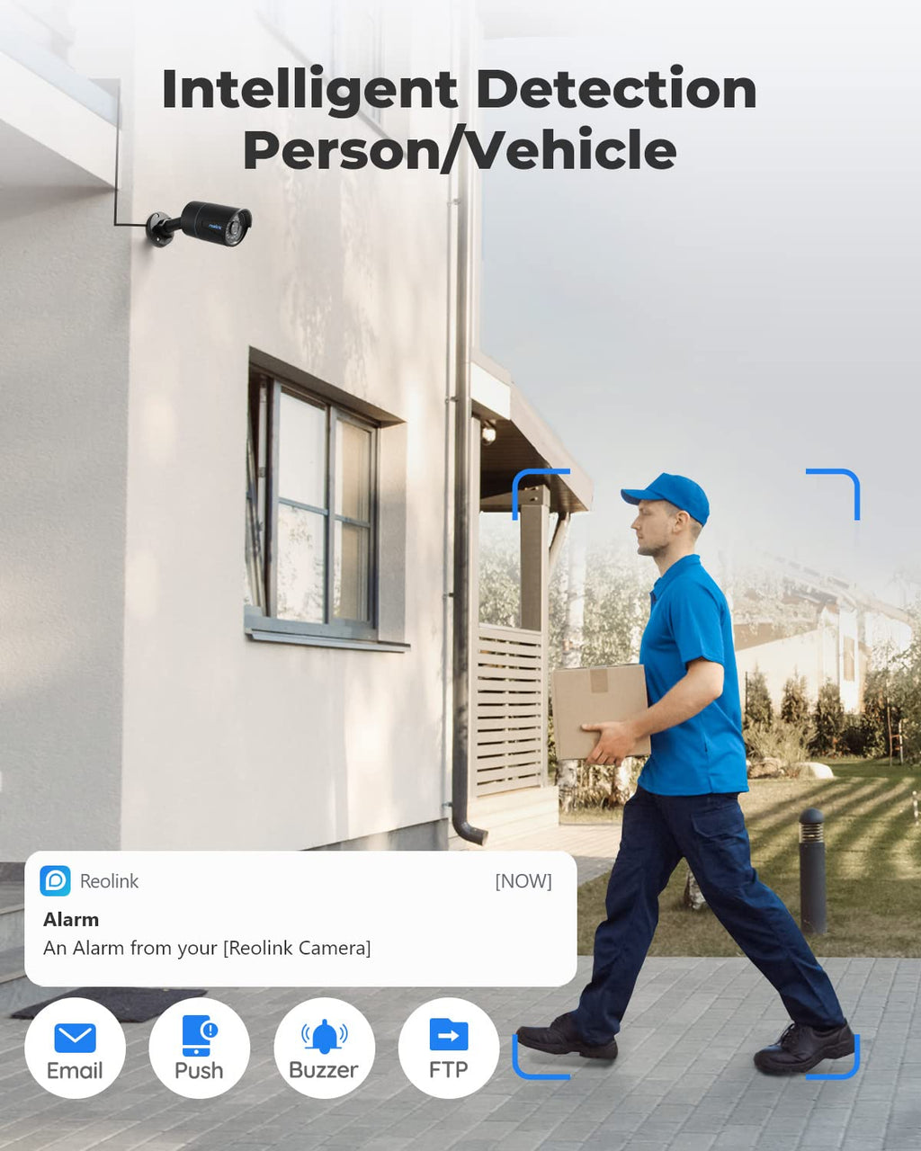 REOLINK 8CH 5MP Security Camera System, 4pcs Wired PoE Cameras for Home Security Outdoors, Smart Person Vehicle Detection, 4K 8CH NVR with 2TB HDD for 24-7 Recording, RLK8-410B4-5MP Series