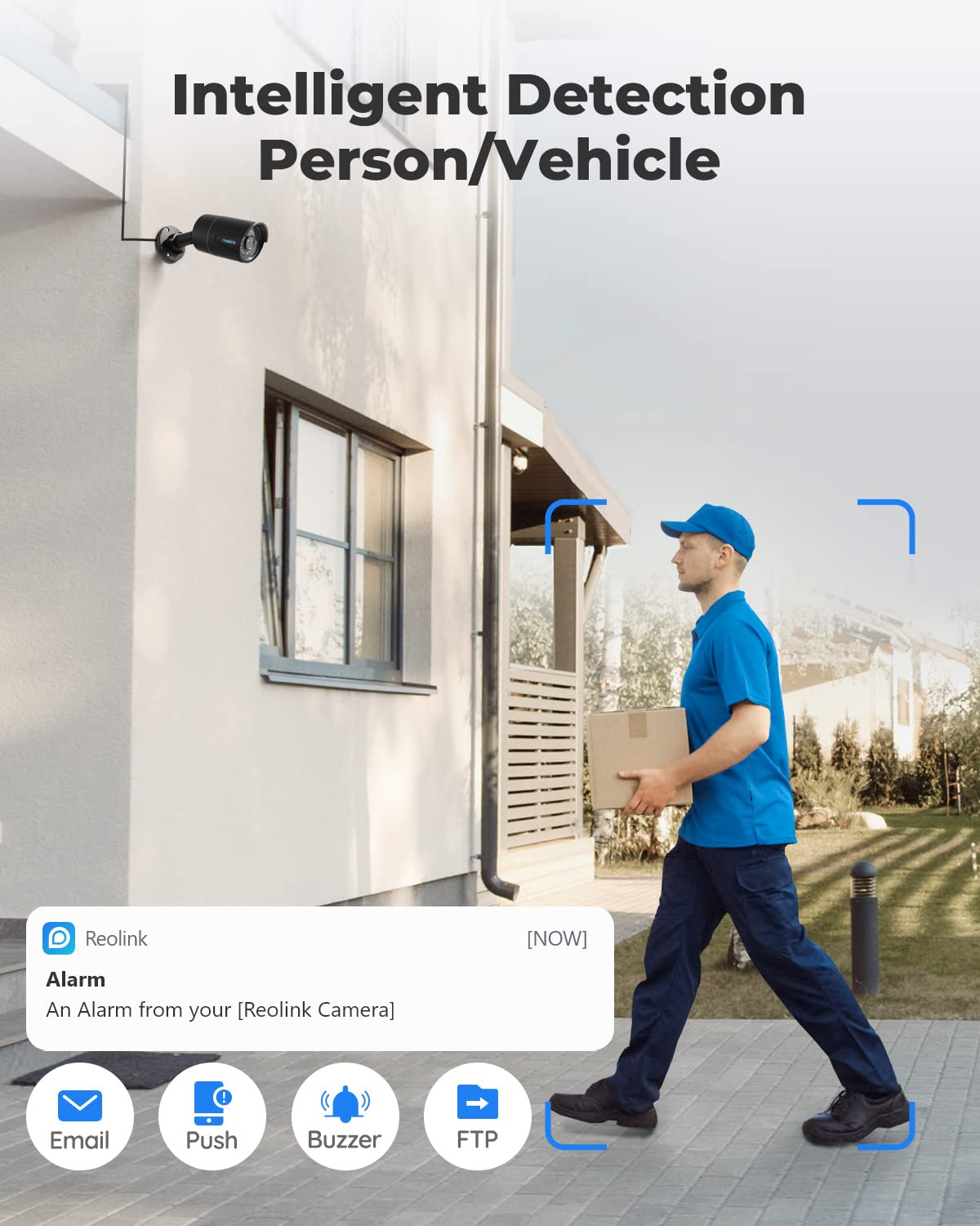 REOLINK 8CH 5MP Security Camera System, 4pcs Wired PoE Cameras for Home Security Outdoors, Smart Person Vehicle Detection, 4K 8CH NVR with 2TB HDD for 24-7 Recording, RLK8-410B4-5MP Series