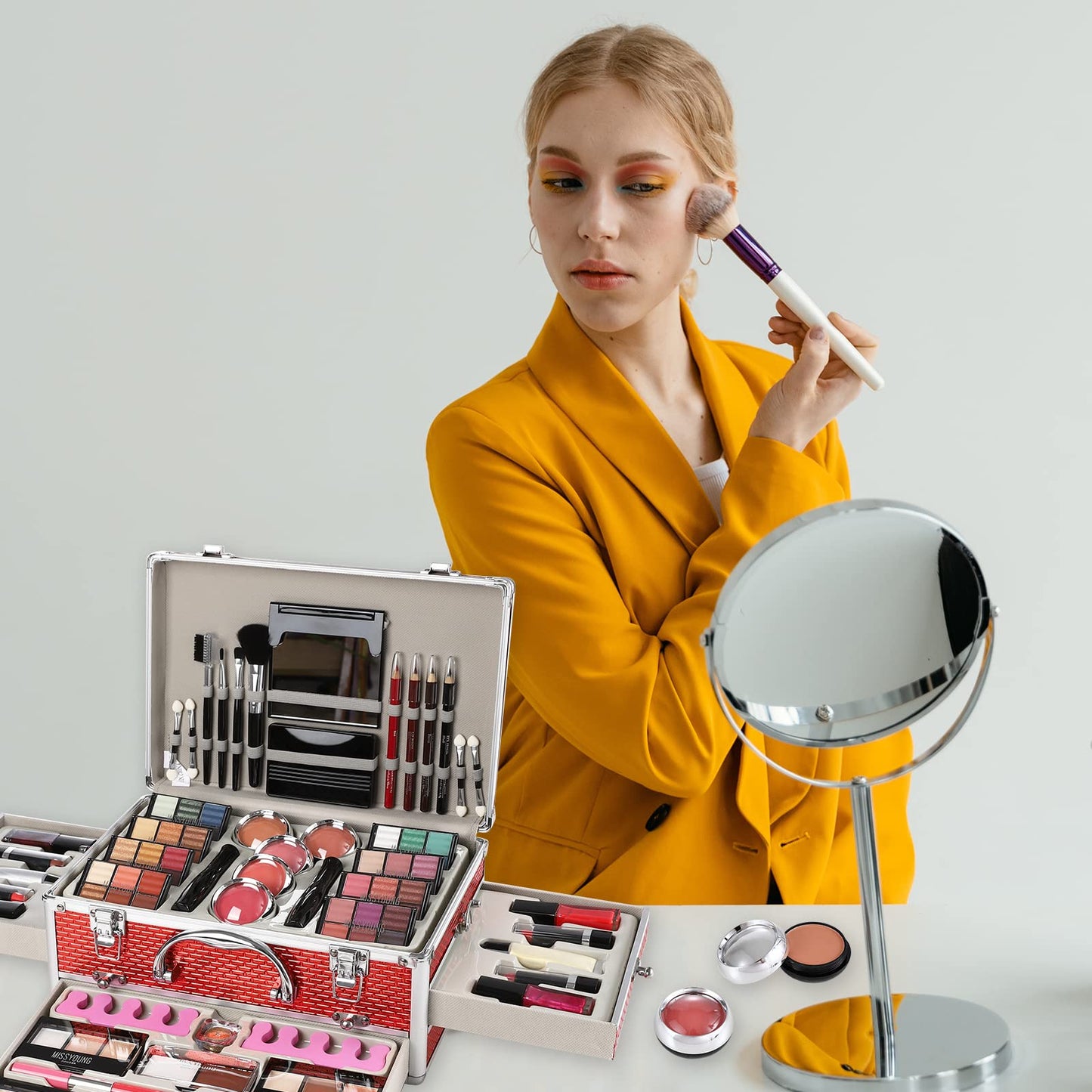 Hegafoo All in One Makeup Set for Teens & Women - Full Kit with Eyeshadow Palette, Lipstick Set, Concealer, Foundation, Lipgloss & Makeup Brushes