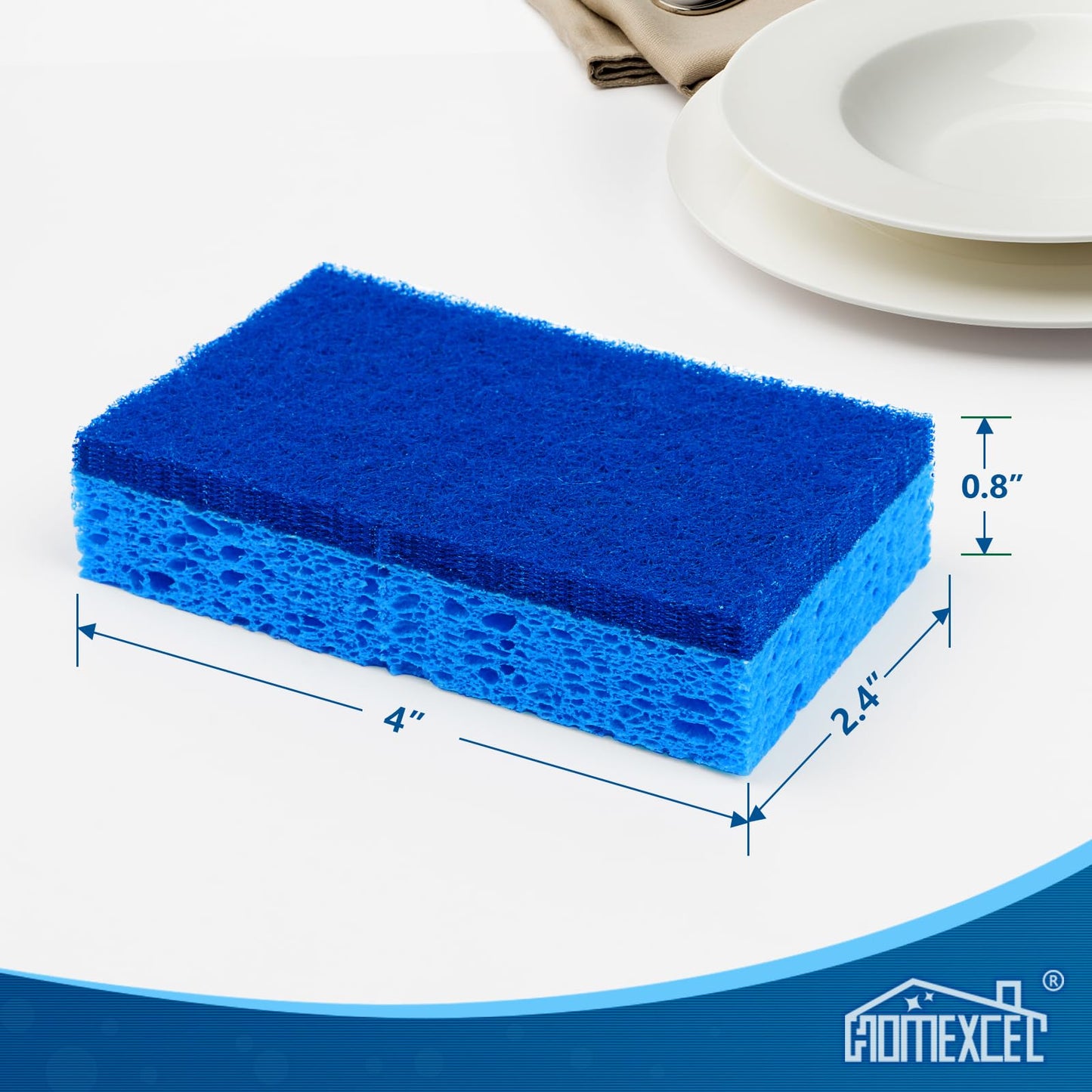 HOMEXCEL Sponges Kitchen, Non-Scratch Scrub Dish Sponges, Safe on Non-Stick Cookware,Dual Sided Cleaning Sponges for Kitchen,Household,Bathroom and More
