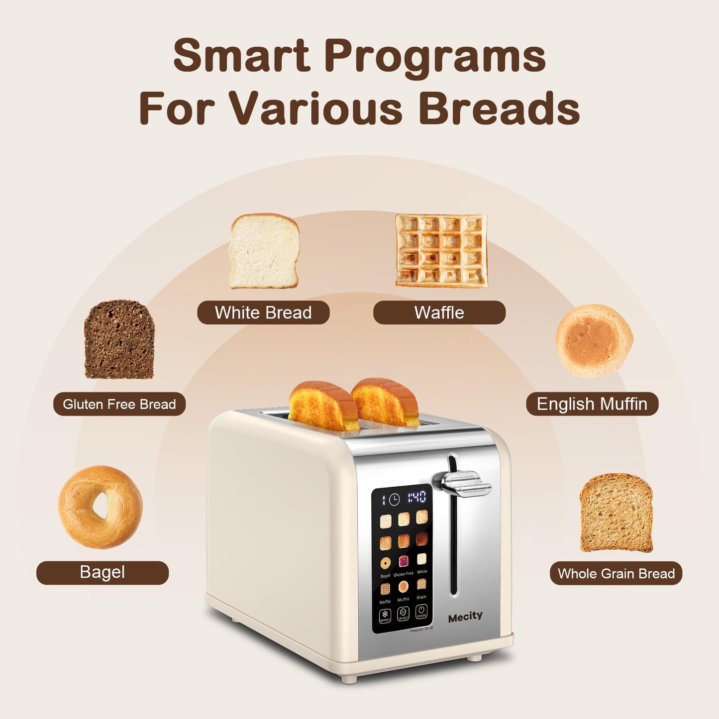 Mecity 2 Slice Toaster Touch Screen