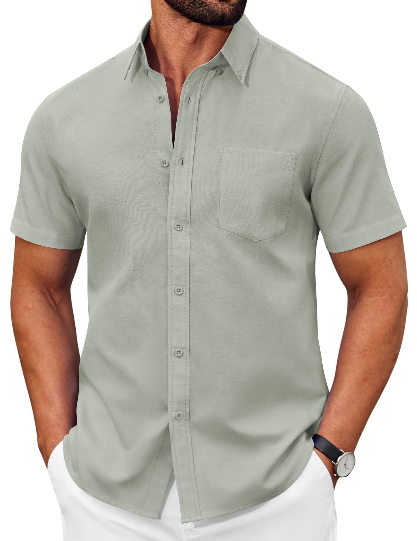 COOFANDY Men's Short Sleeve Oxford Shirt Casual Button Down Shirts Summer Untucked Dress Shirt with Pocket