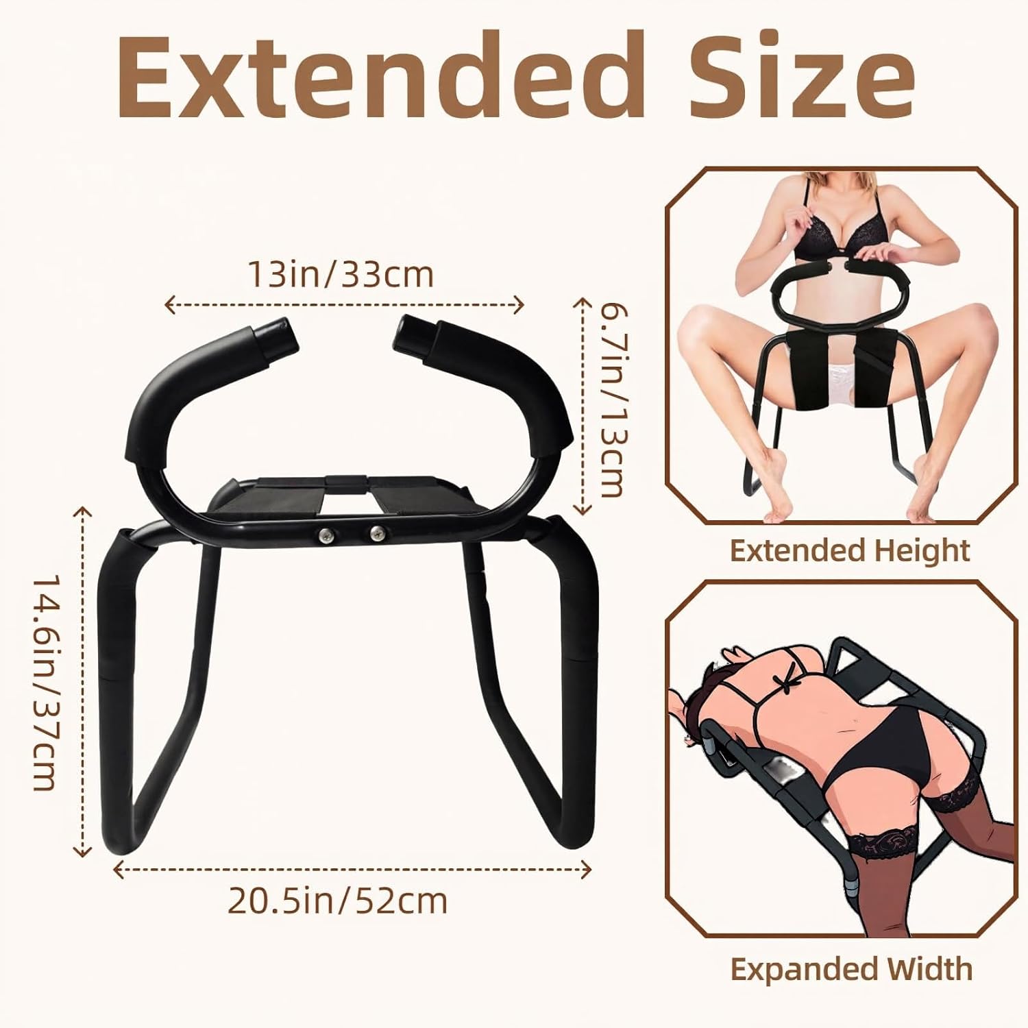 Eroslove Adjustable Sex Position Chair with Handrails Black