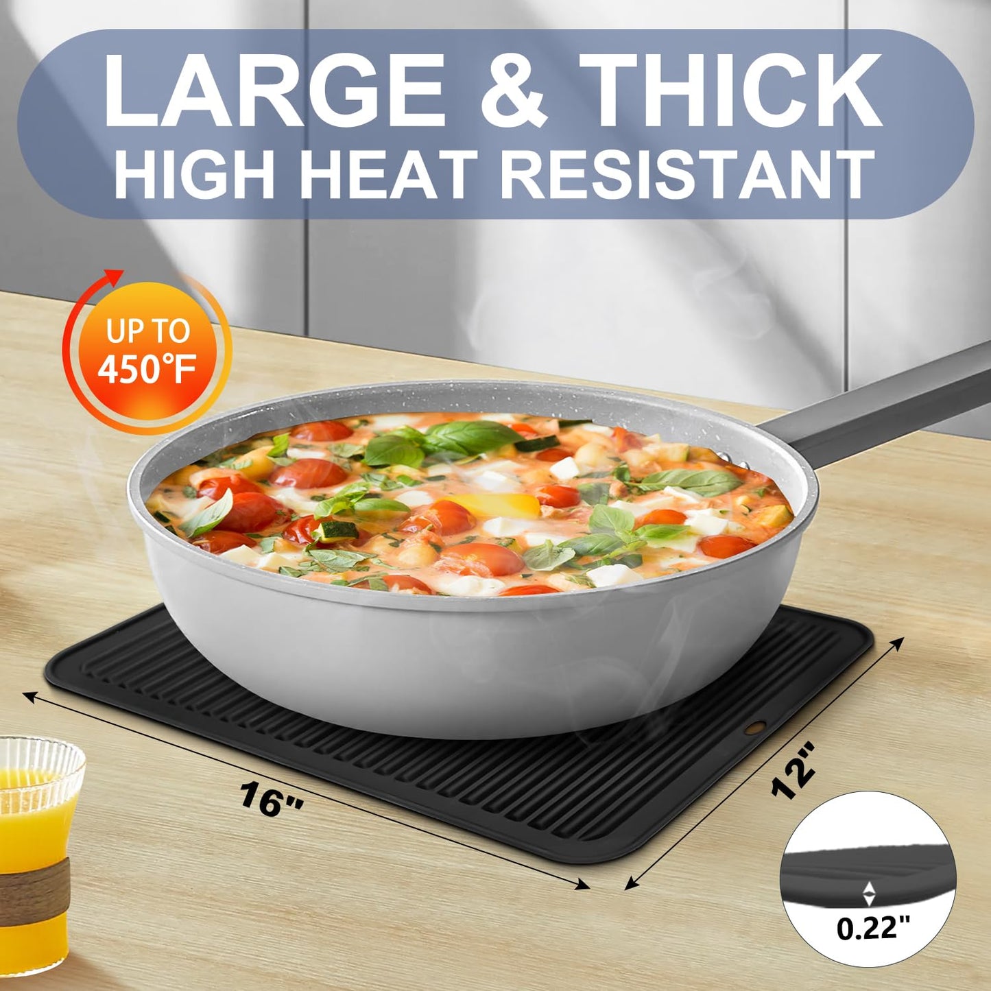 Walfos Silicone Trivets Set - Heat Resistant Pot Holder, Non-Slip & Flexible,Multi-Purpose Kitchen Table Mat, Prefect for Hot Dishes,Spoon Holder, Oven Mitt
