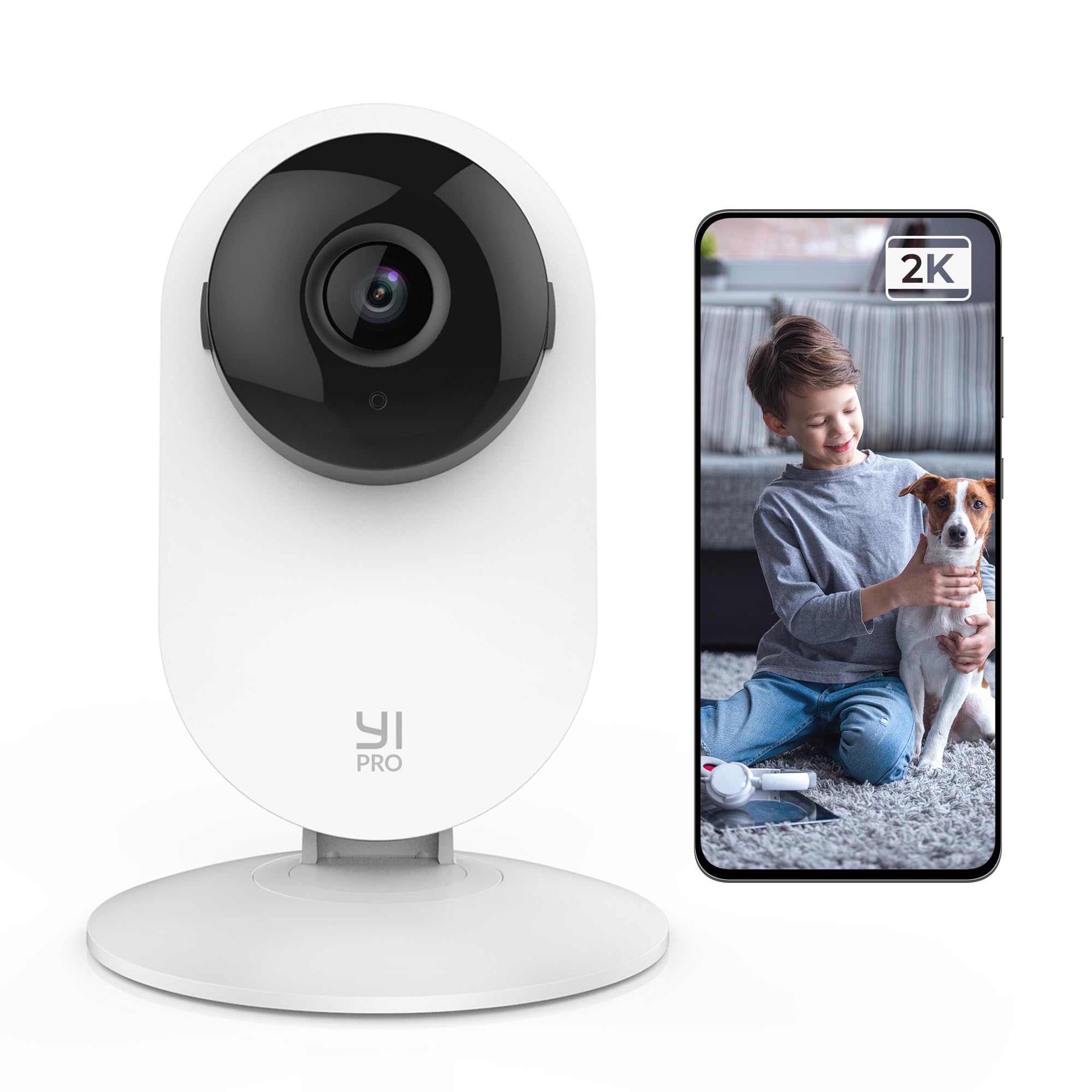 YI Pro 2K 4PC Home Security Camera, Indoor Camera with Person, Vehicle, Animal Detection, Phone App for Baby, Pet, Dog Monitoring, Compatible with Alexa and Google Assistant