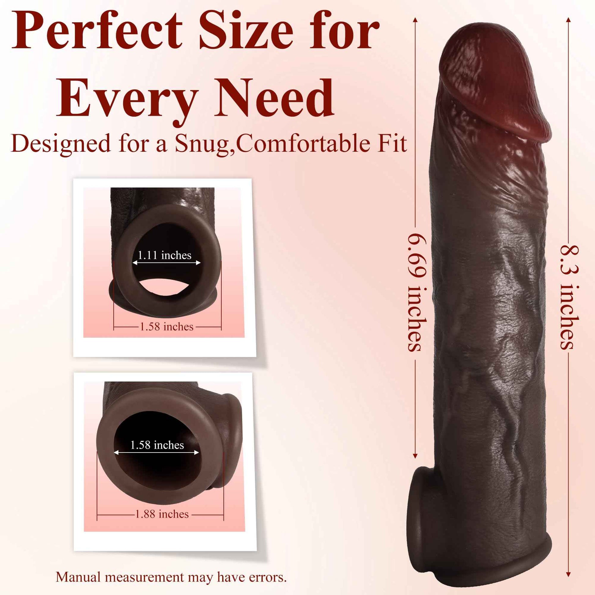 Realistic Penis Sleeve Extender for Men, Liquid Silicone Cock Sleeve with Testicle Ring, Reusable Penis Enlarger Delay Ejaculation Enhance Erection Male Adult Sex Toys for Couples