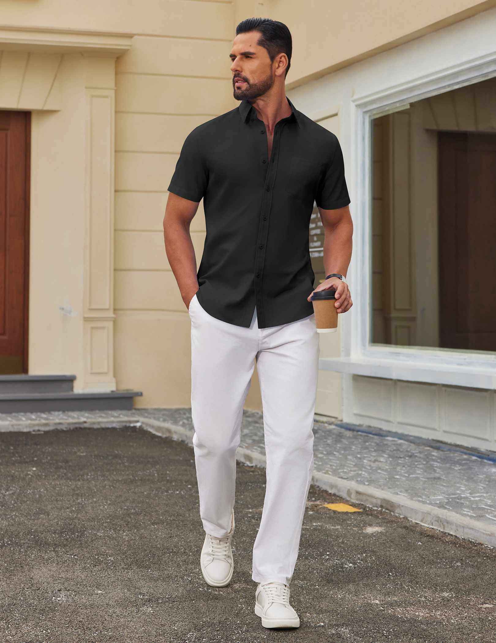 COOFANDY Men's Short Sleeve Oxford Shirt Casual Button Down Shirts Summer Untucked Dress Shirt with Pocket
