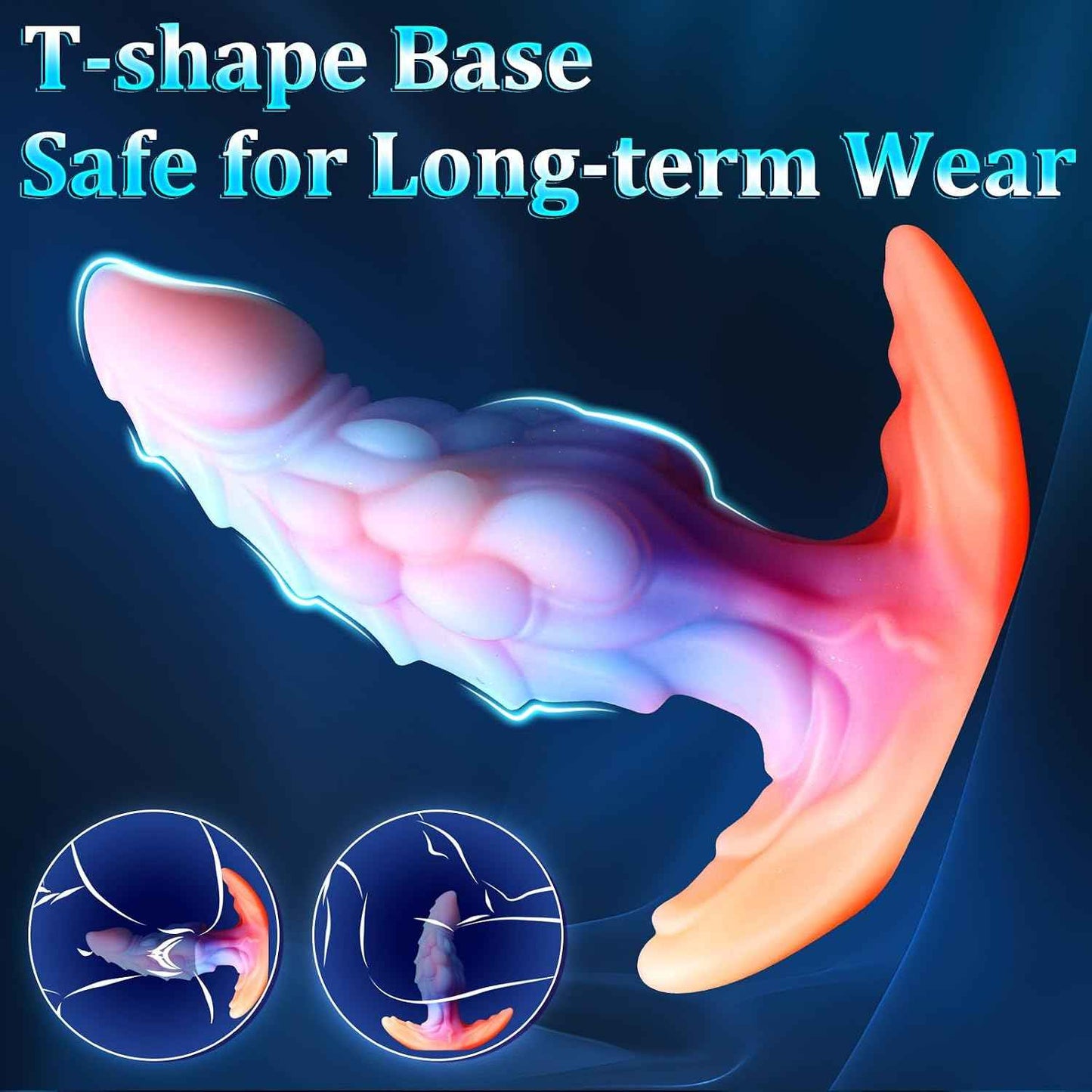 Anal Plug Glow in The Dark Wearable Butt Plug Silicone Dragon Anal Dilator Trainer Fantasy Prostate Massager G-spot Sex Toy for Couples Men Women Masturbation (S)